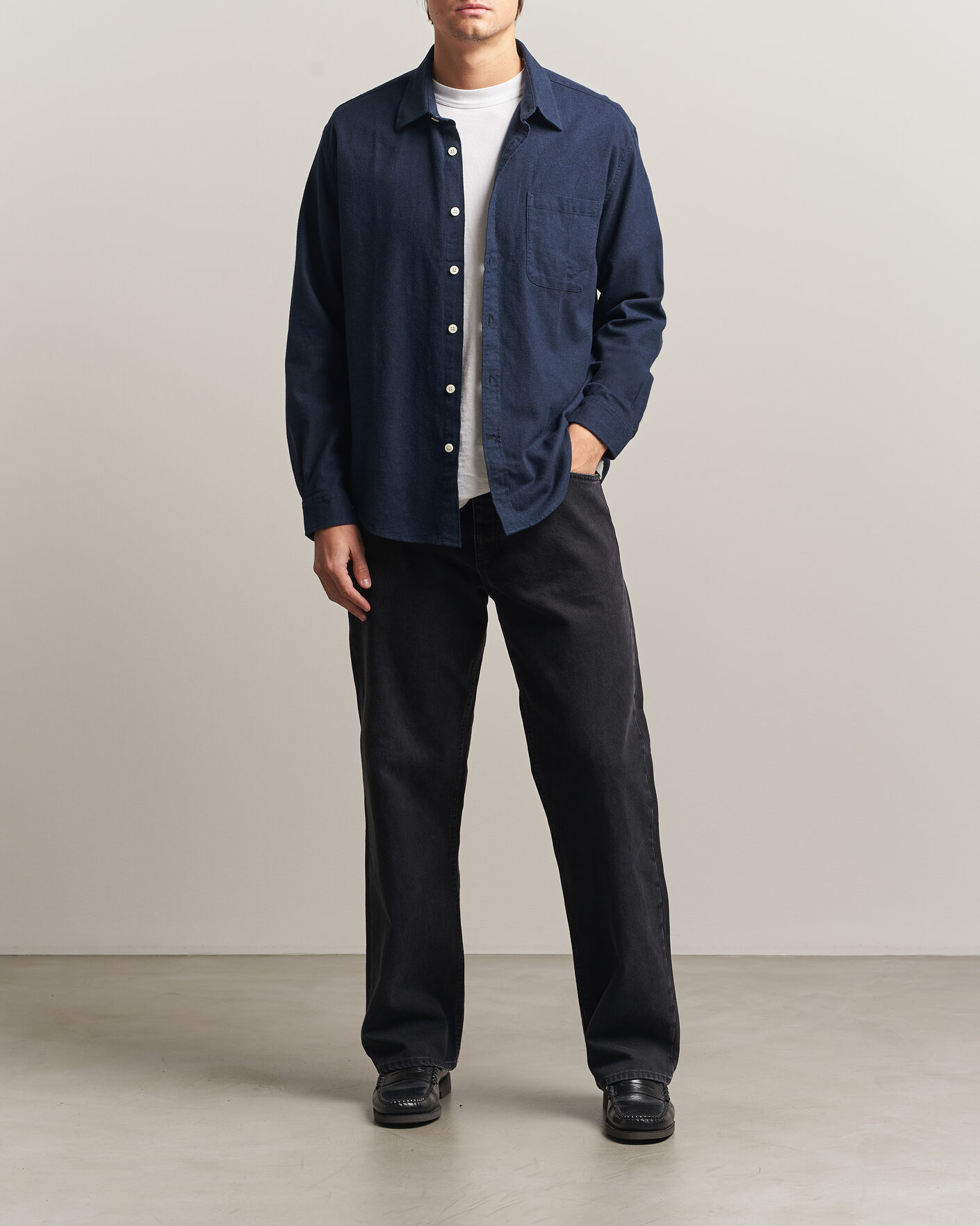Men | Shirts | NN07 | Dino Brushed Flannel Shirt Navy Blue
