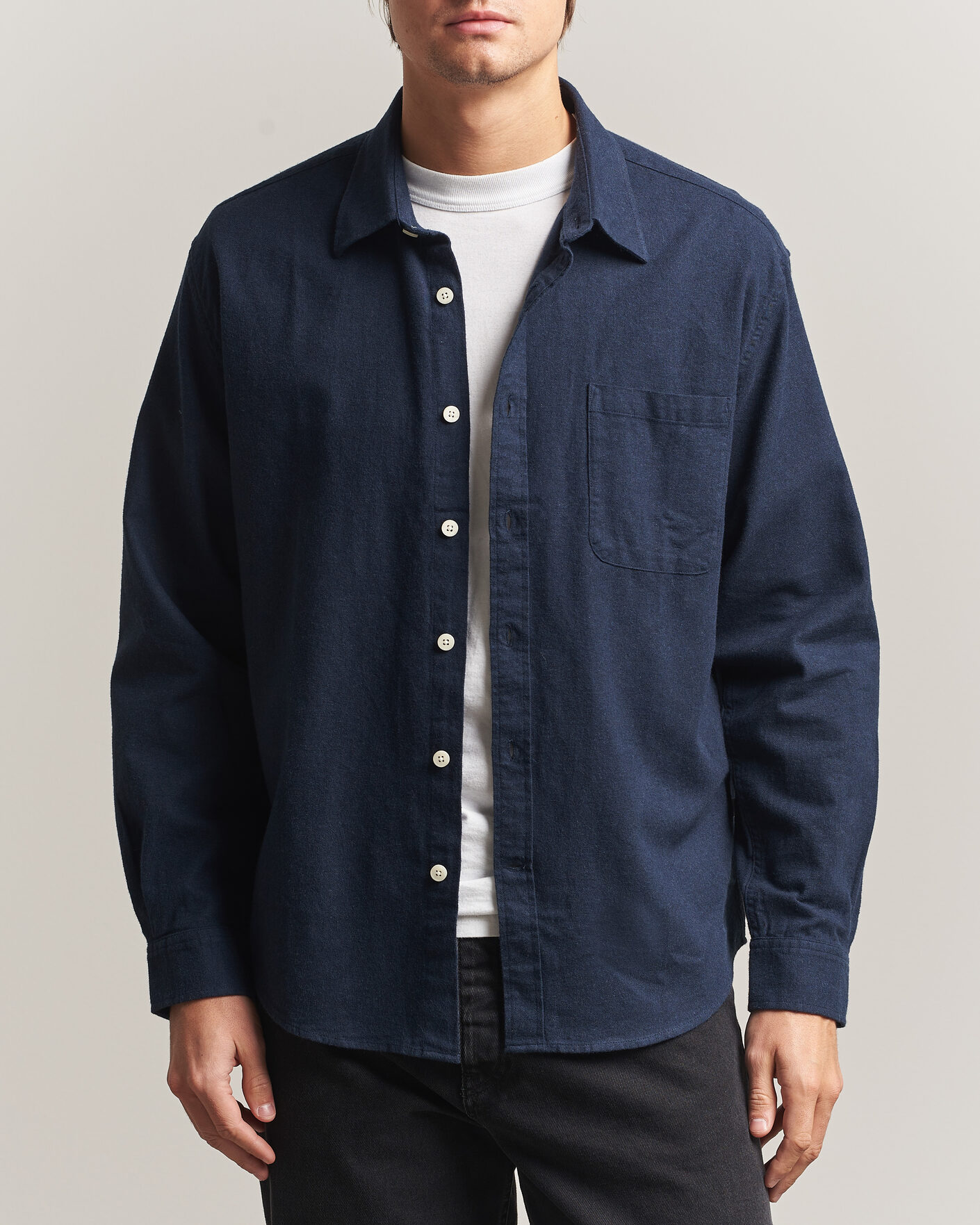 Men | Shirts | NN07 | Dino Brushed Flannel Shirt Navy Blue