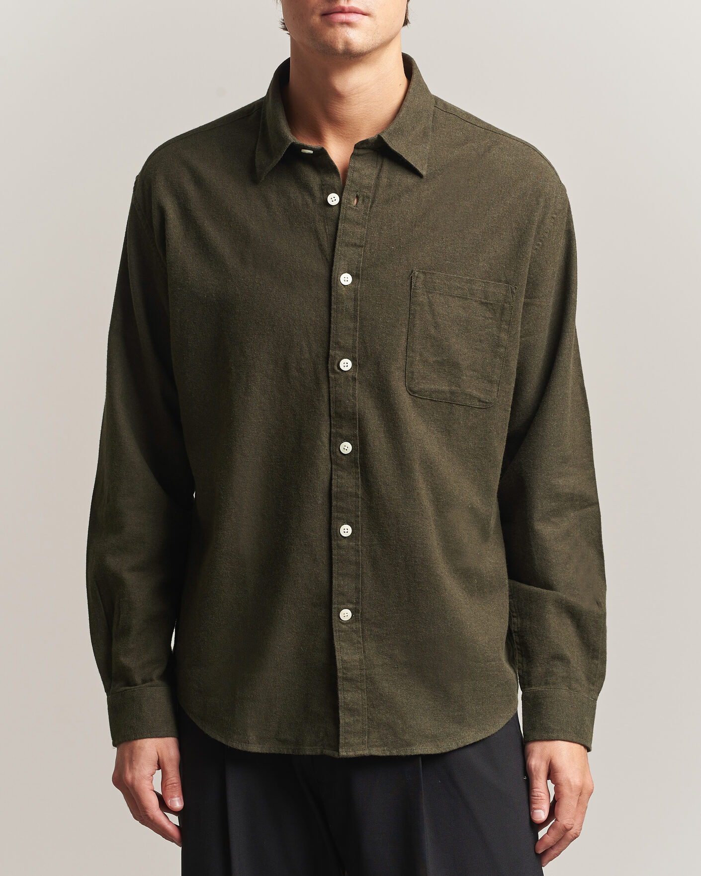 Men | Shirts | NN07 | Dino Brushed Flannel Shirt Dark Army