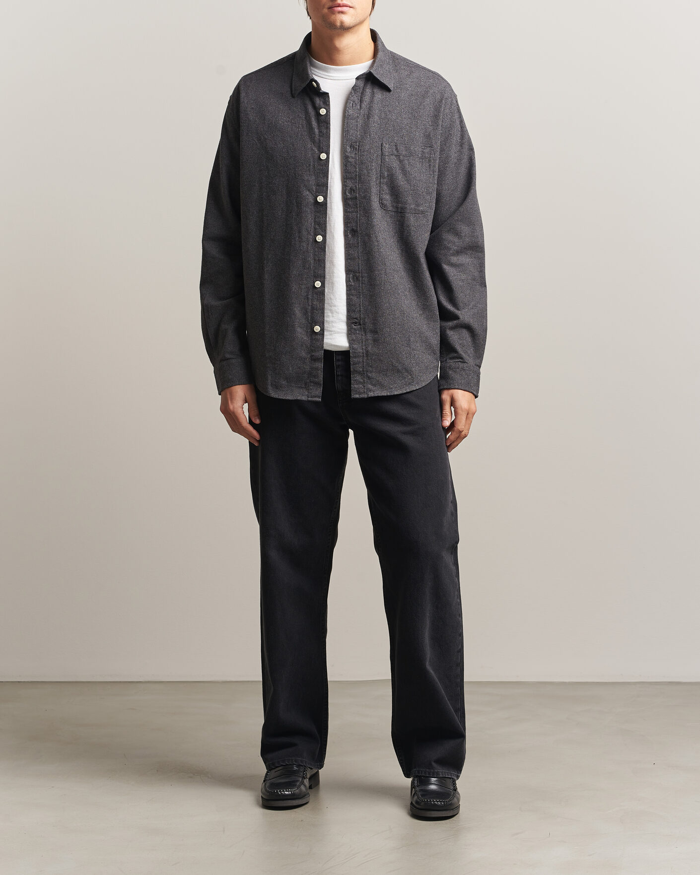 Men | Shirts | NN07 | Dino Brushed Flannel Shirt Dark Grey