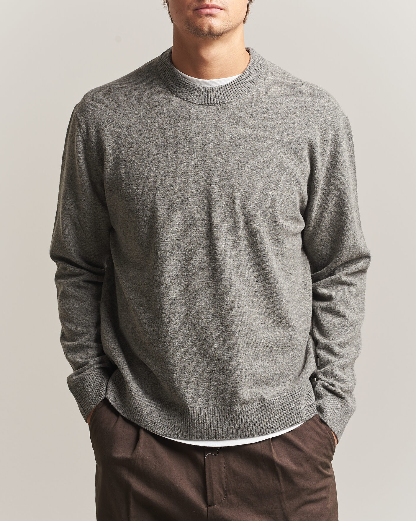 Men | Sweaters & Knitwear | NN07 | Raz Lambswool Knitted Sweater Grey Melange