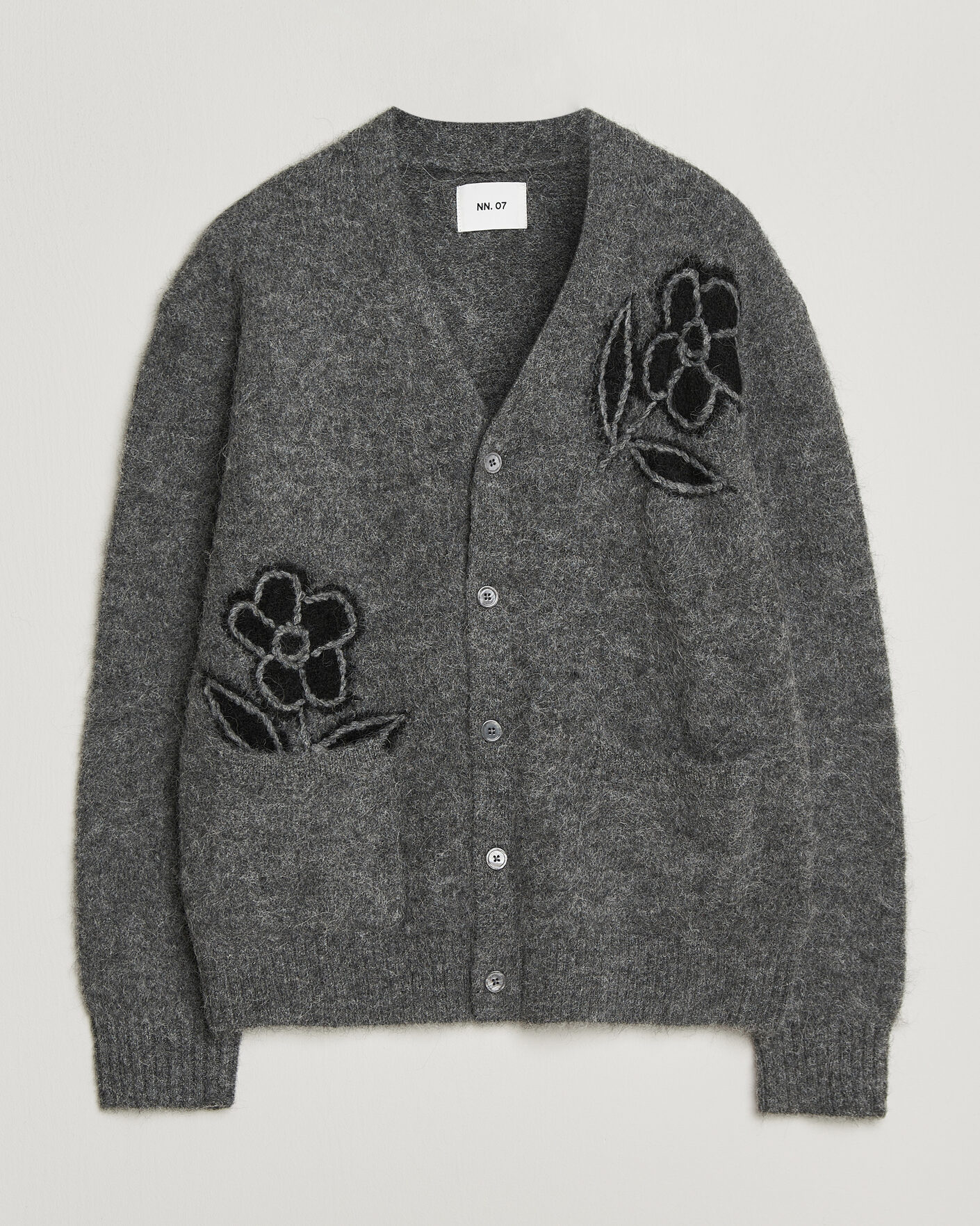 Men | Sweaters & Knitwear | NN07 | Kyle Alpaca Knitted Cardigan Dark Grey Melange