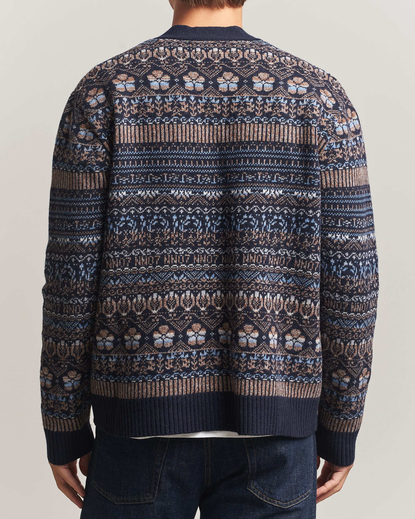 Men | Sweaters & Knitwear | NN07 | Tobias Fairisle Wool Knitted Cardigan Navy Blue