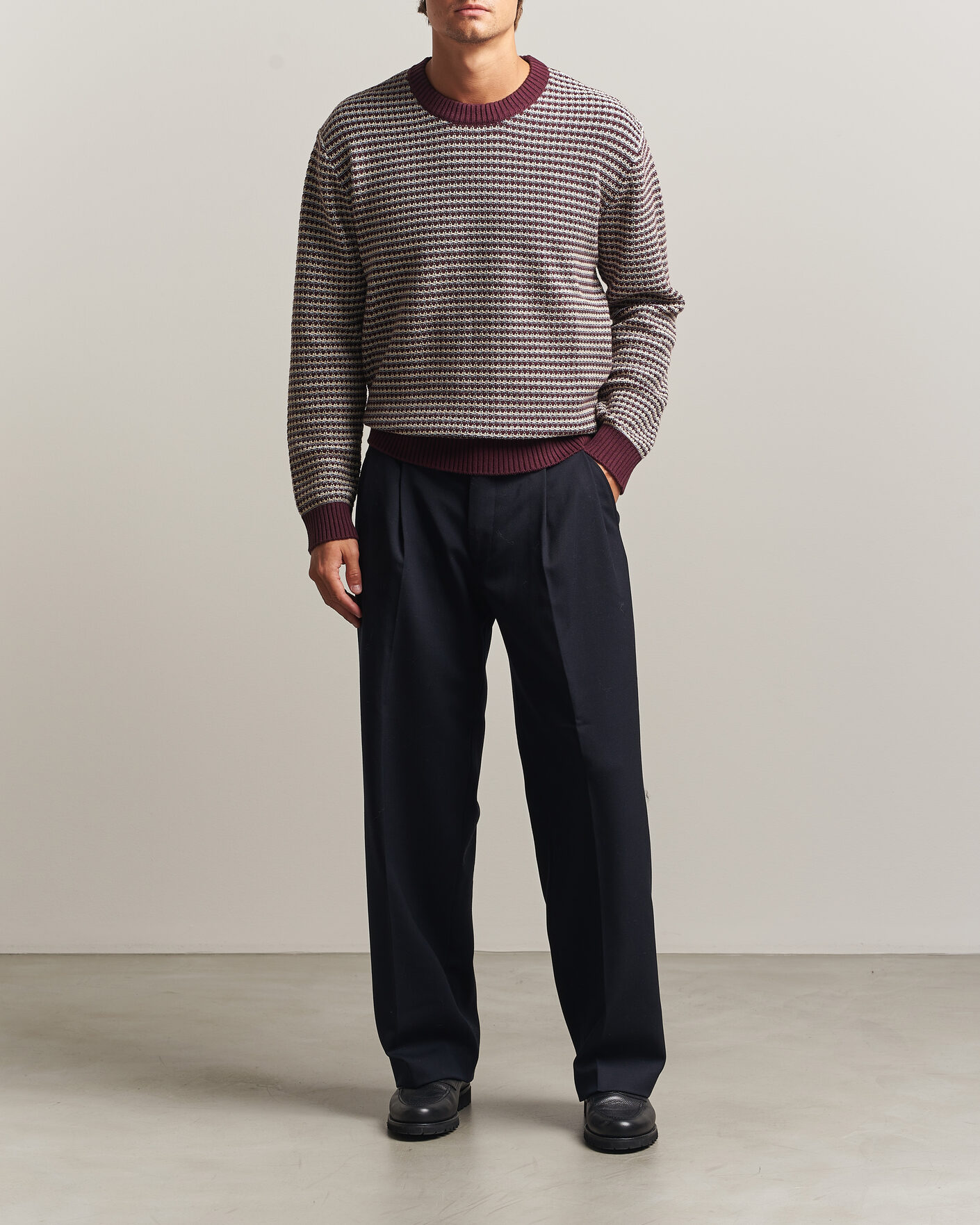 Men | Sweaters & Knitwear | NN07 | Russell Cotton/Wool Structured Sweater Winetasting