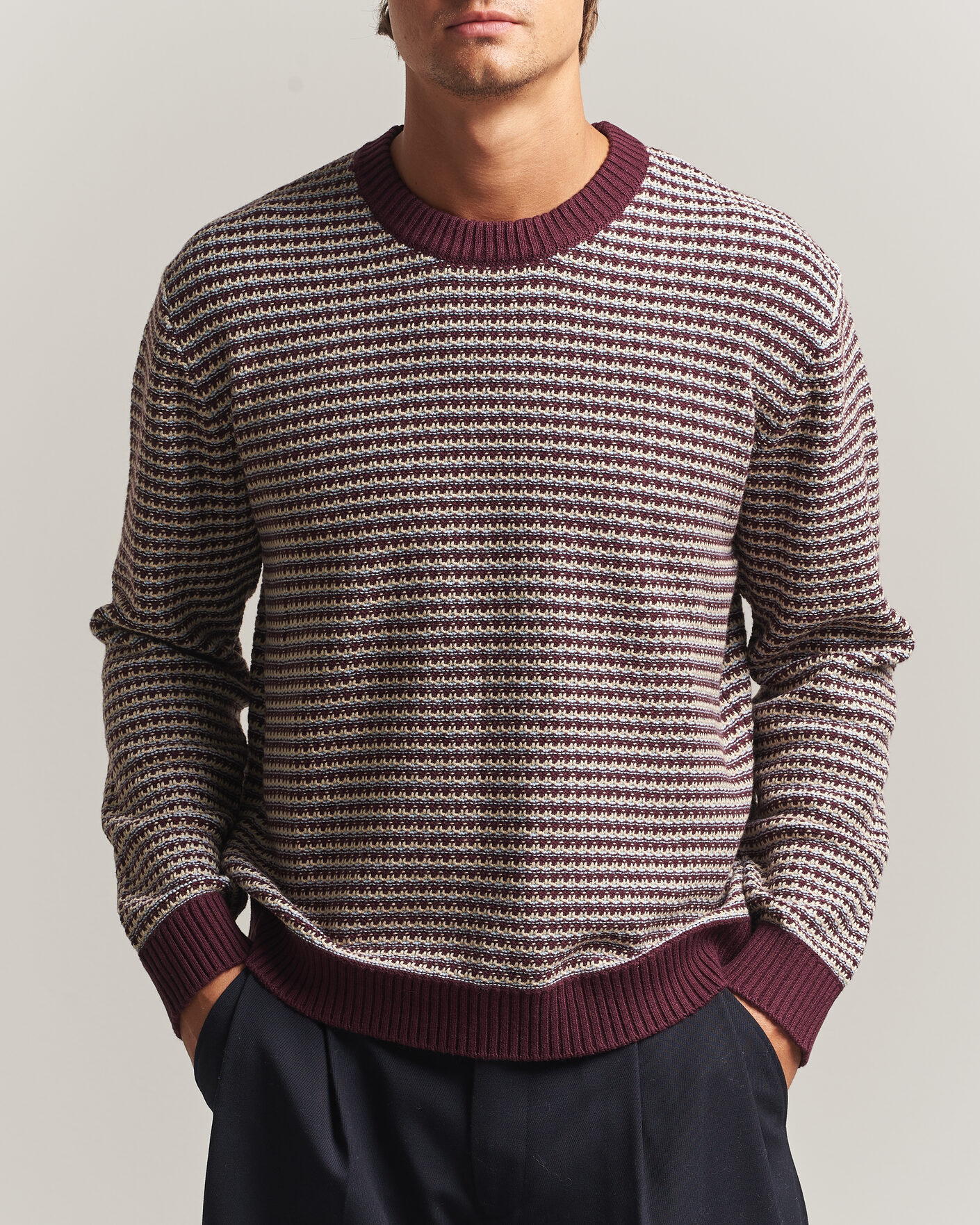 Men | Sweaters & Knitwear | NN07 | Russell Cotton/Wool Structured Sweater Winetasting