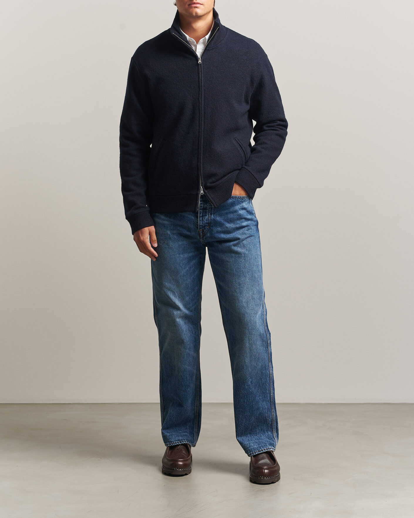 Men | Sweaters & Knitwear | NN07 | Soft Boiled Wool Full Zip Navy Blue