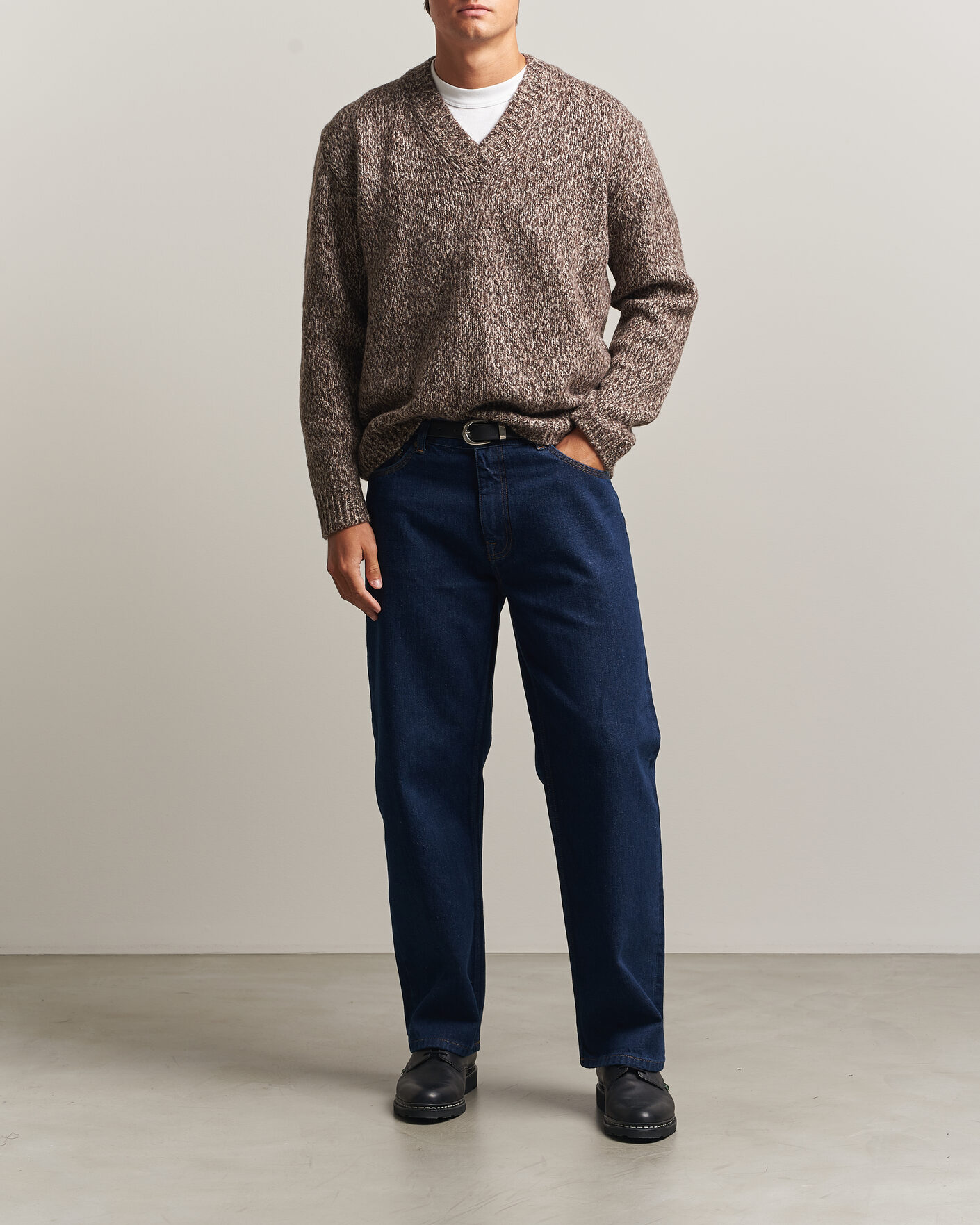 Men | Sweaters & Knitwear | NN07 | Flint Wool Knitted V-Neck Deep Truffle