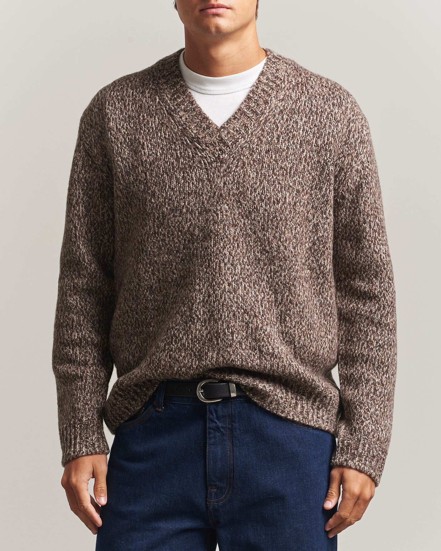 Men | Sweaters & Knitwear | NN07 | Flint Wool Knitted V-Neck Deep Truffle
