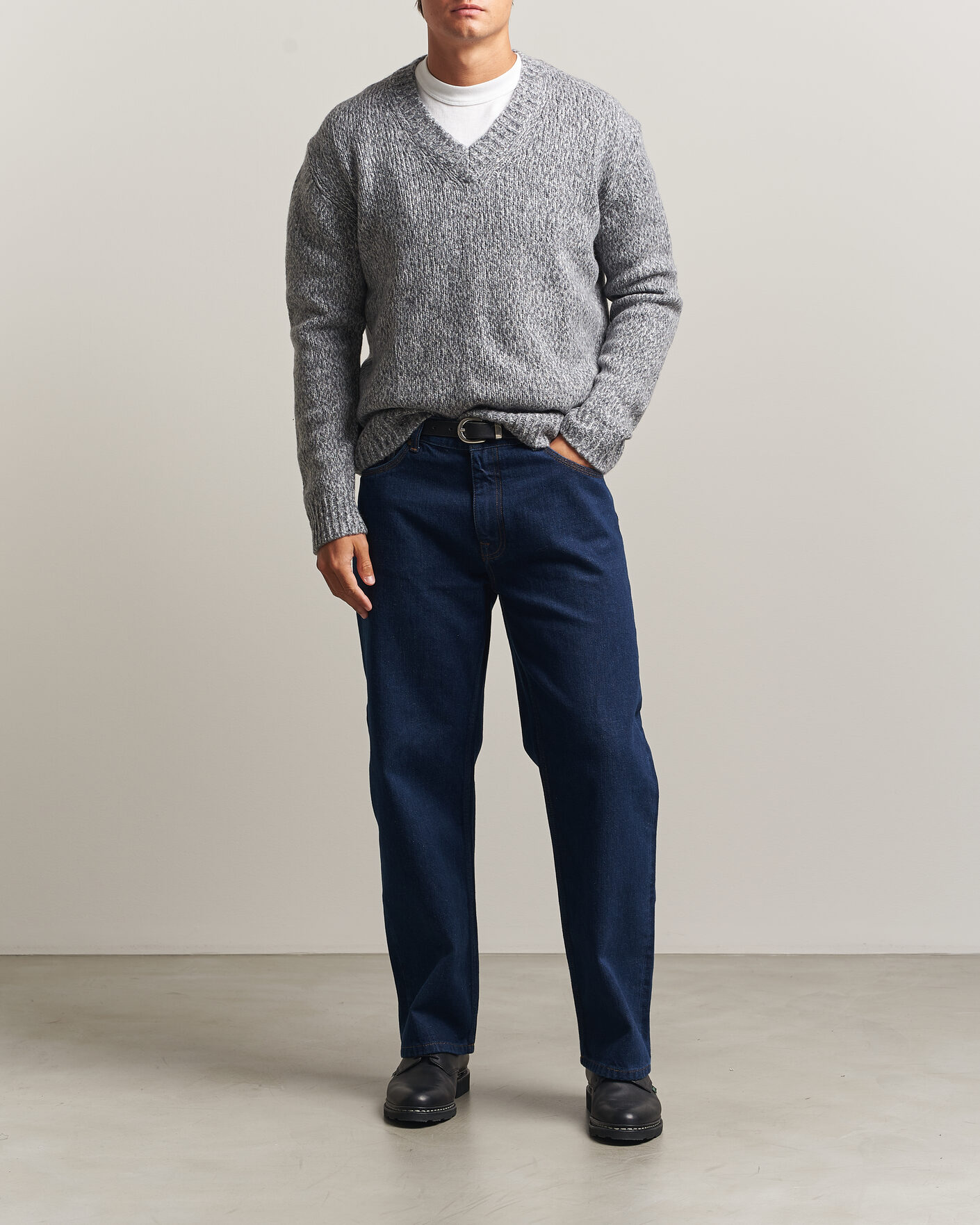 Men | Sweaters & Knitwear | NN07 | Flint Wool Knitted V-Neck Grey Melange