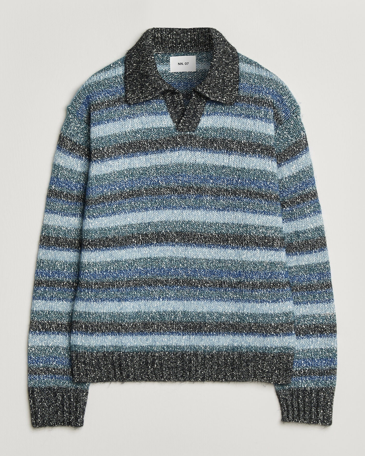 Men | Sweaters & Knitwear | NN07 | Erling Striped Knitted Polo Navy Multi