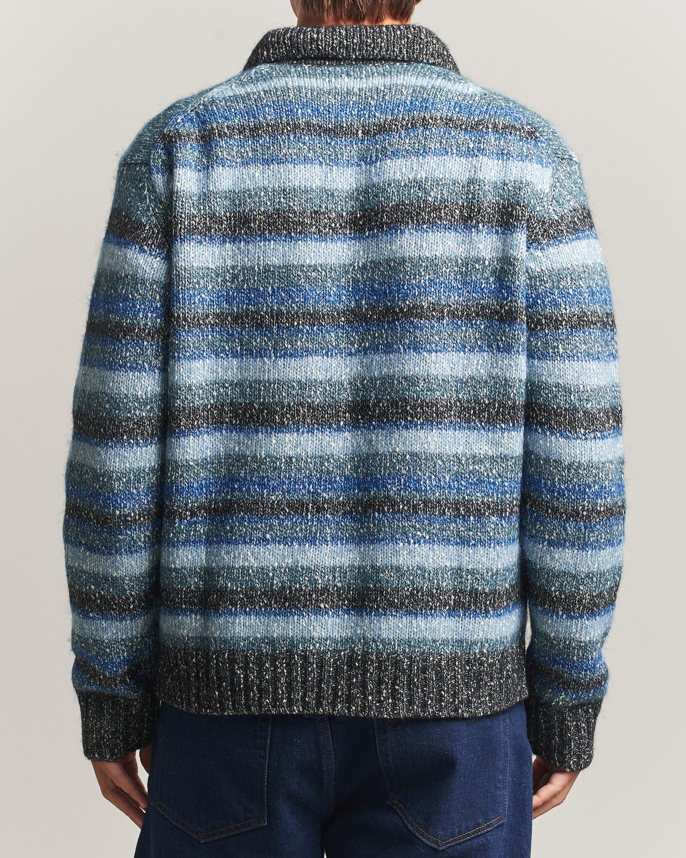 Men | Sweaters & Knitwear | NN07 | Erling Striped Knitted Polo Navy Multi
