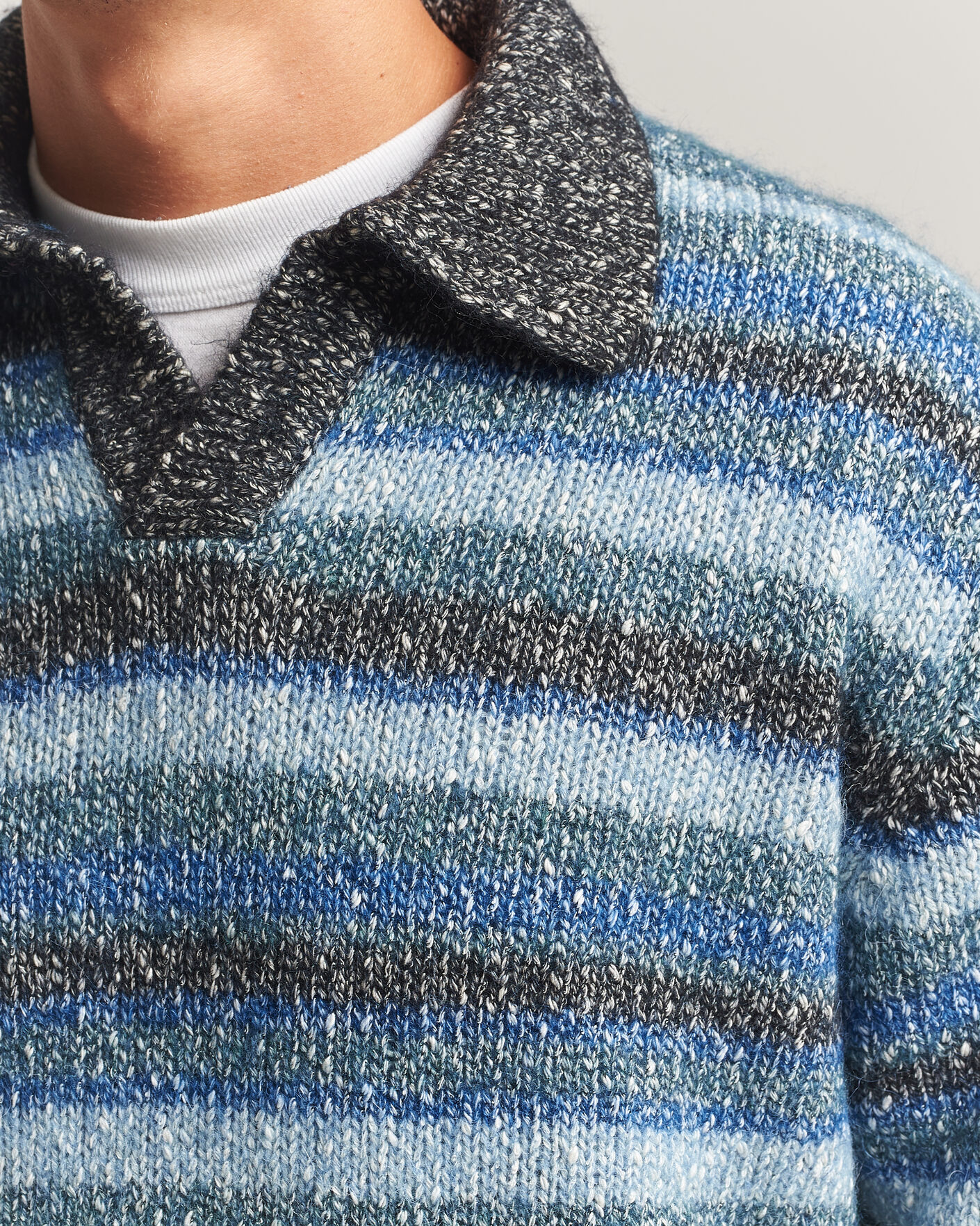 Men | Sweaters & Knitwear | NN07 | Erling Striped Knitted Polo Navy Multi
