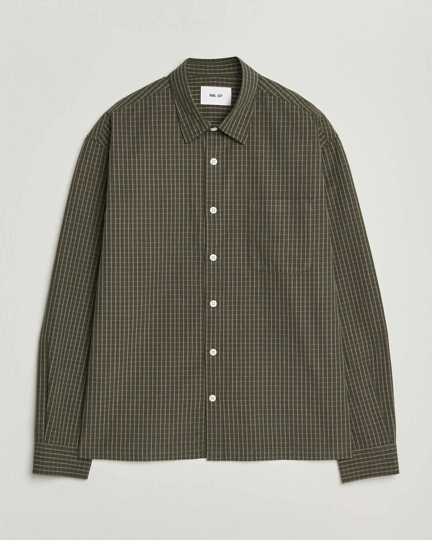 Men | Shirts | NN07 | Deon Peached Cotton Checked Shirt Green