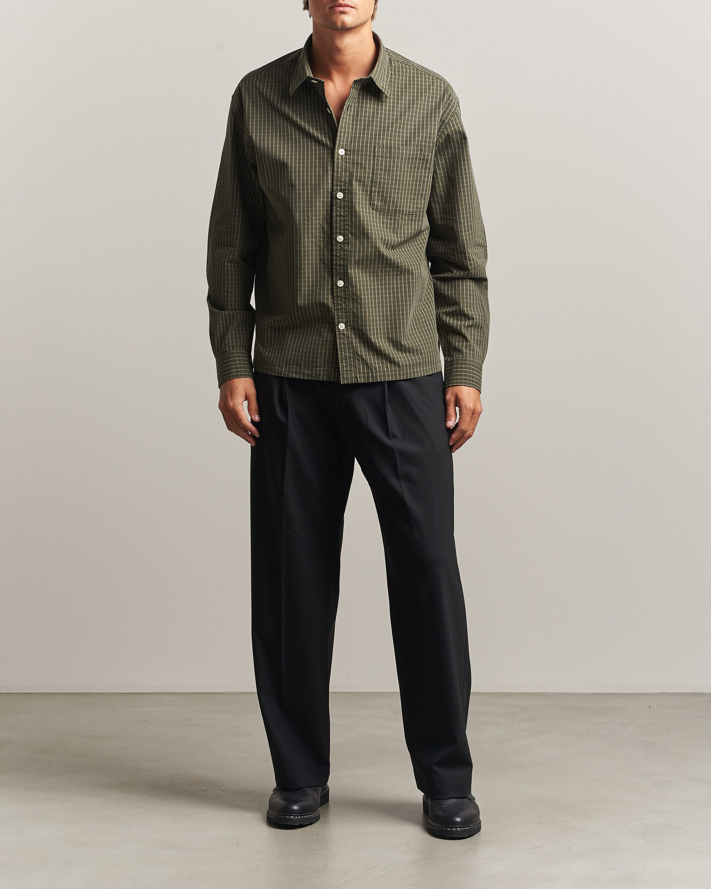Men | Shirts | NN07 | Deon Peached Cotton Checked Shirt Green