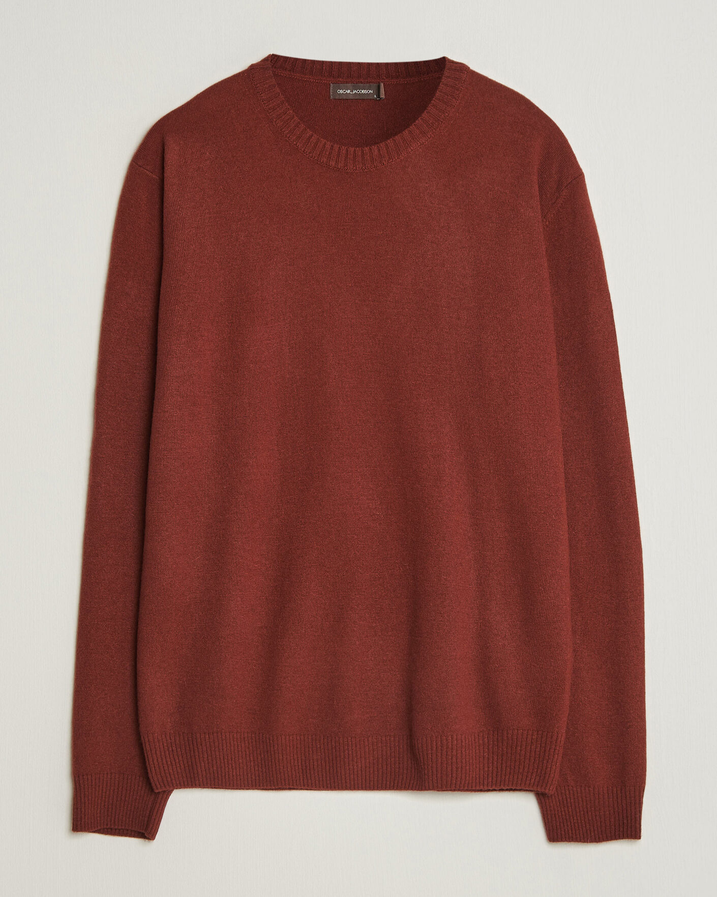 Men | Sweaters & Knitwear | Oscar Jacobson | Valter Wool/Cashmere Round Neck Orange Rust