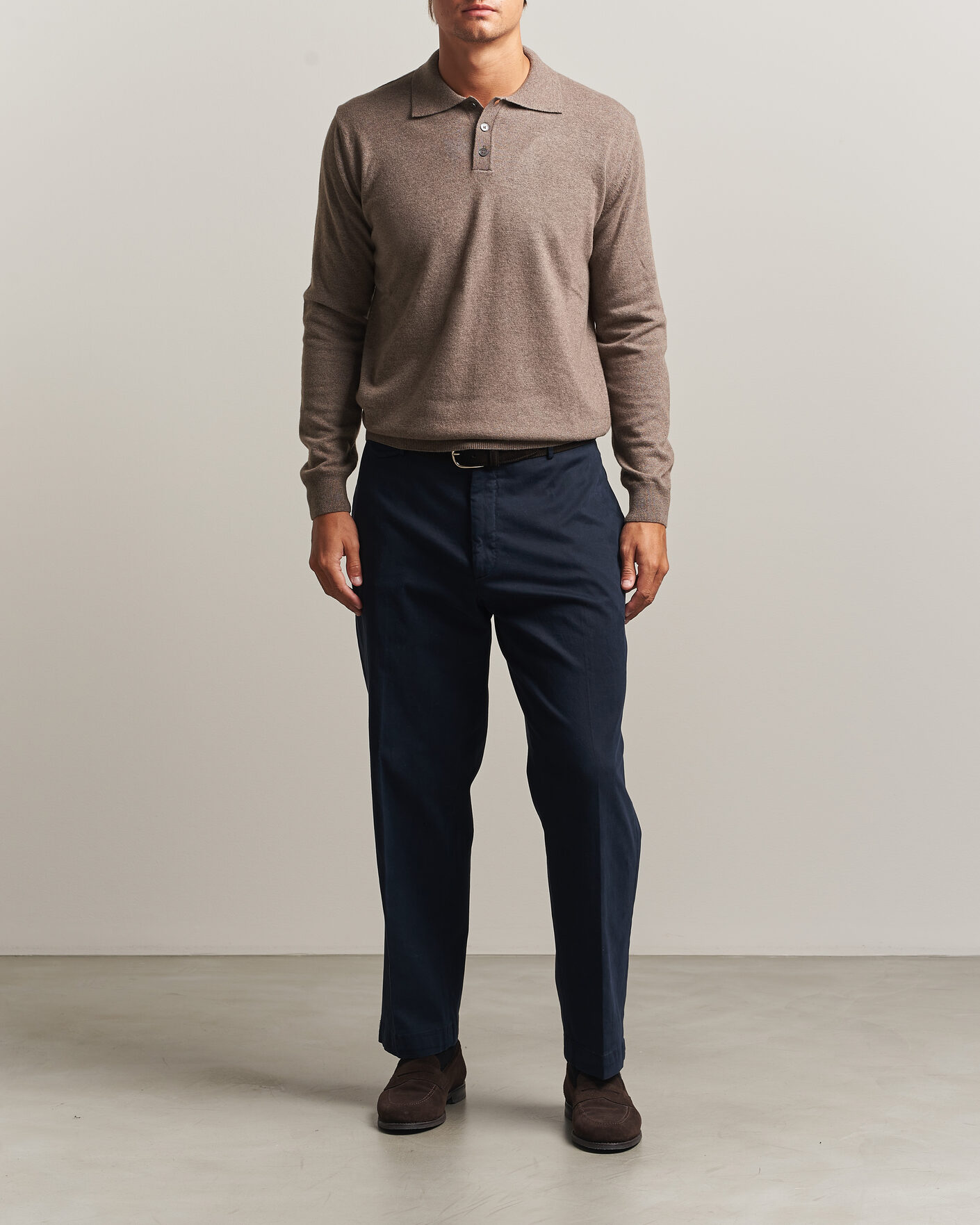 Men | Sweaters & Knitwear | Oscar Jacobson | Pepe Wool/Cashmere Polo Light Brown