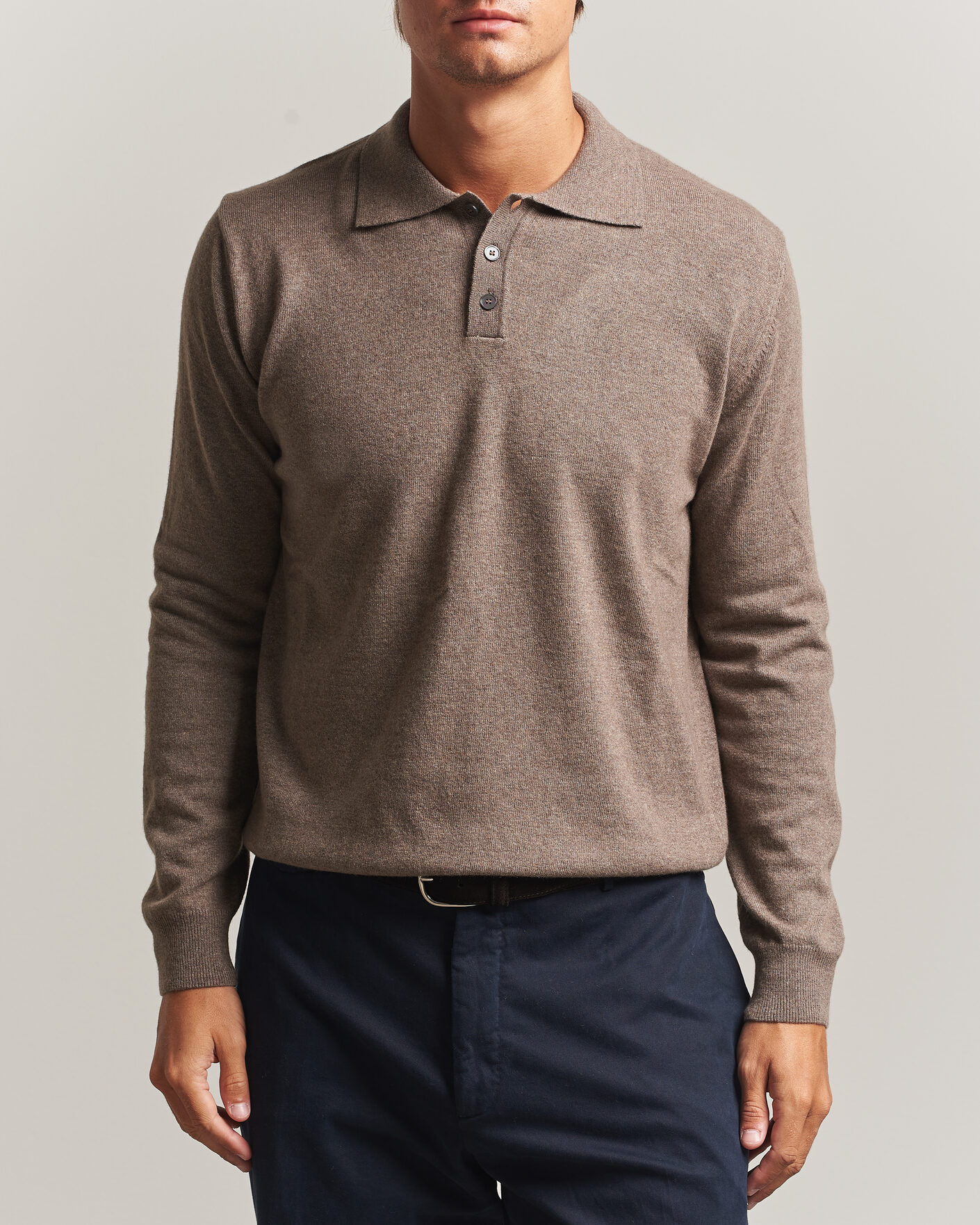 Men | Sweaters & Knitwear | Oscar Jacobson | Pepe Wool/Cashmere Polo Light Brown