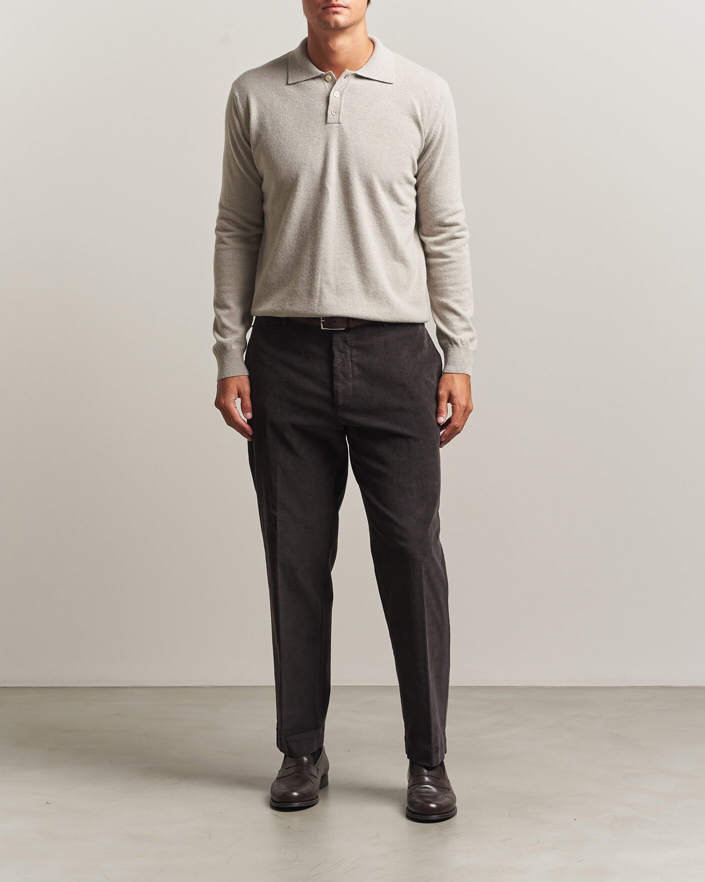 Men | Sweaters & Knitwear | Oscar Jacobson | Pepe Wool/Cashmere Polo Light Beige