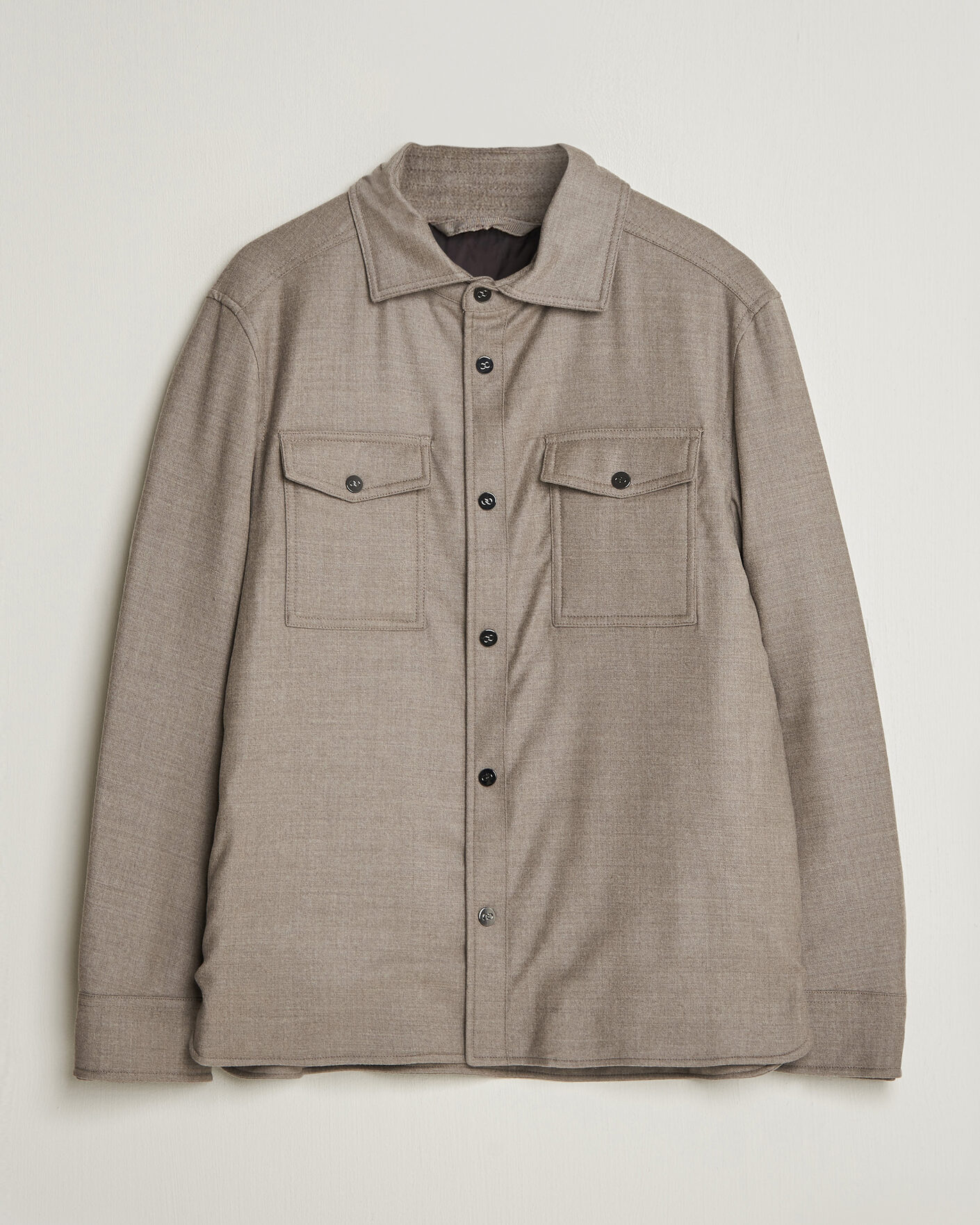 Men | Coats & Jackets | Oscar Jacobson | Nylon/Wool Padded Shirt Jacket Taupe