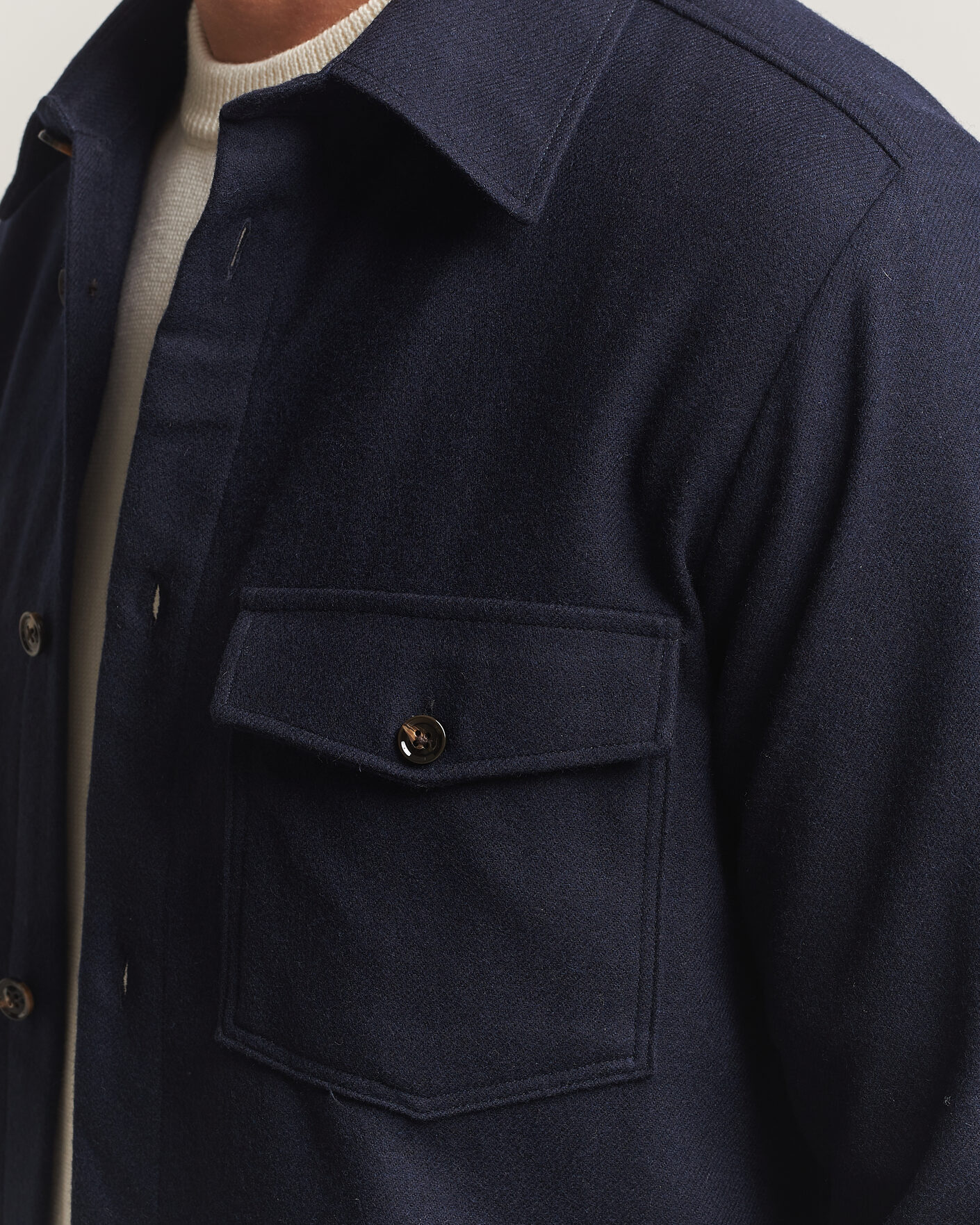 Men | Shirts | Oscar Jacobson | Magnus Wool Shirt Jacket Navy