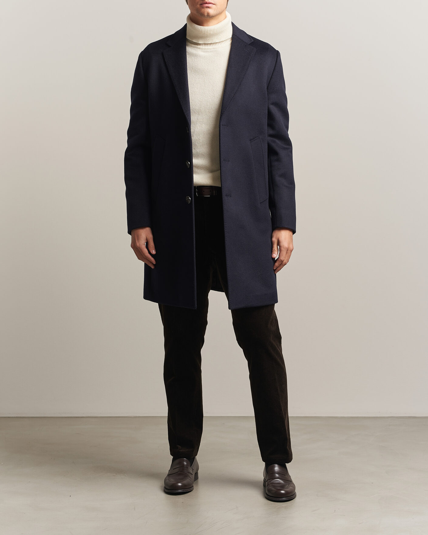 Men | Coats & Jackets | Oscar Jacobson | Single Breasted Wool Coat Navy