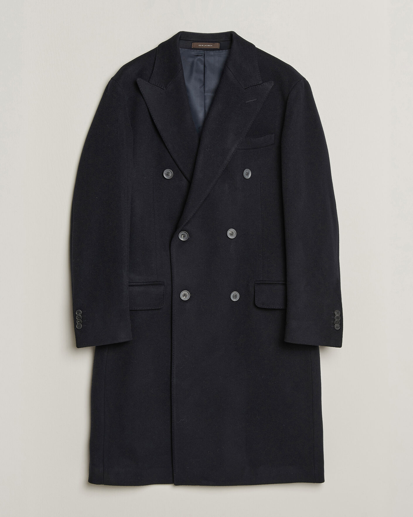 Men | Coats & Jackets | Oscar Jacobson | Sicily Double Breasted Wool Coat Navy