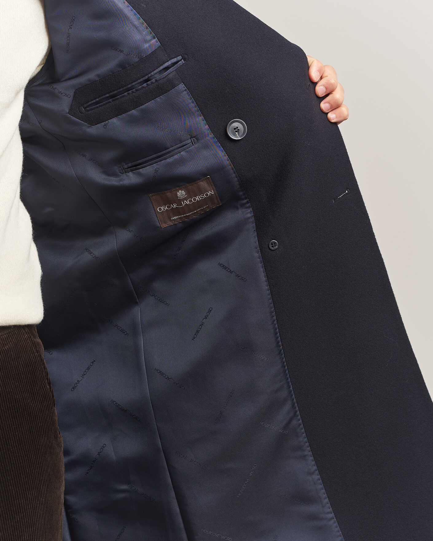 Men | Coats & Jackets | Oscar Jacobson | Sicily Double Breasted Wool Coat Navy