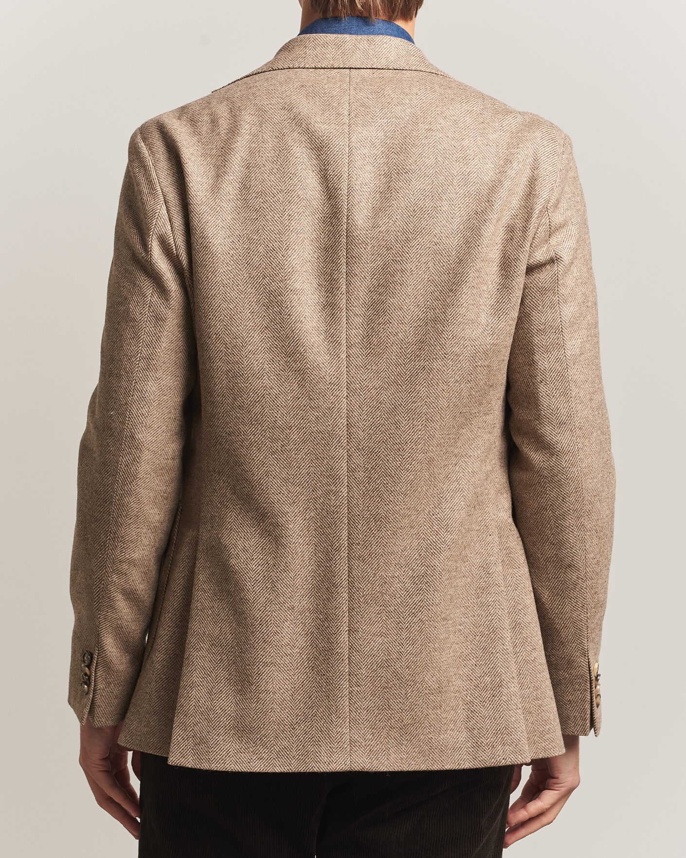 Oscar Jacobson Fogerty Herringbone Wool Blazer Beige at CareOfCarl.com