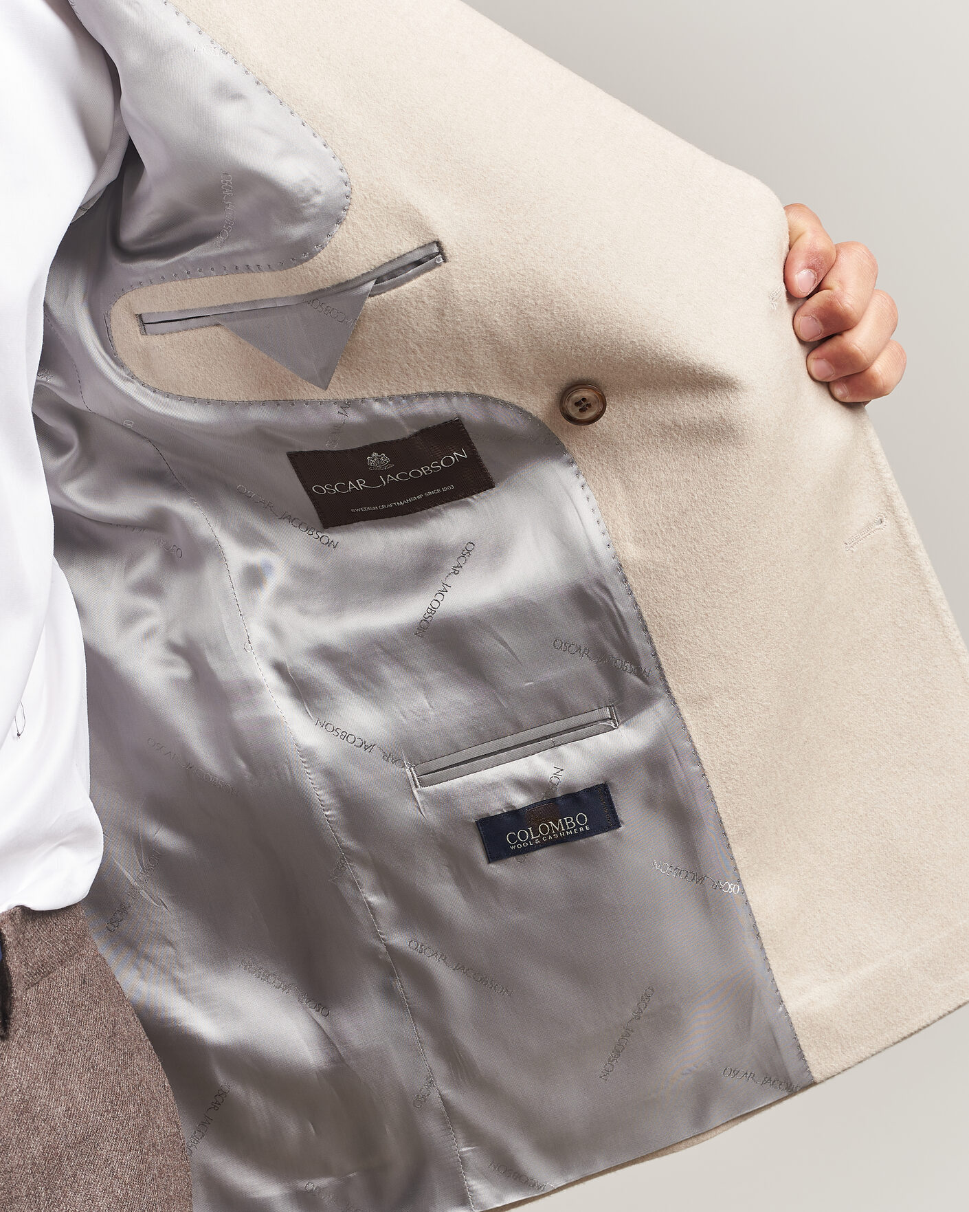 Men | Blazers | Oscar Jacobson | Richard Wool/Cashmere DB Blazer Creme