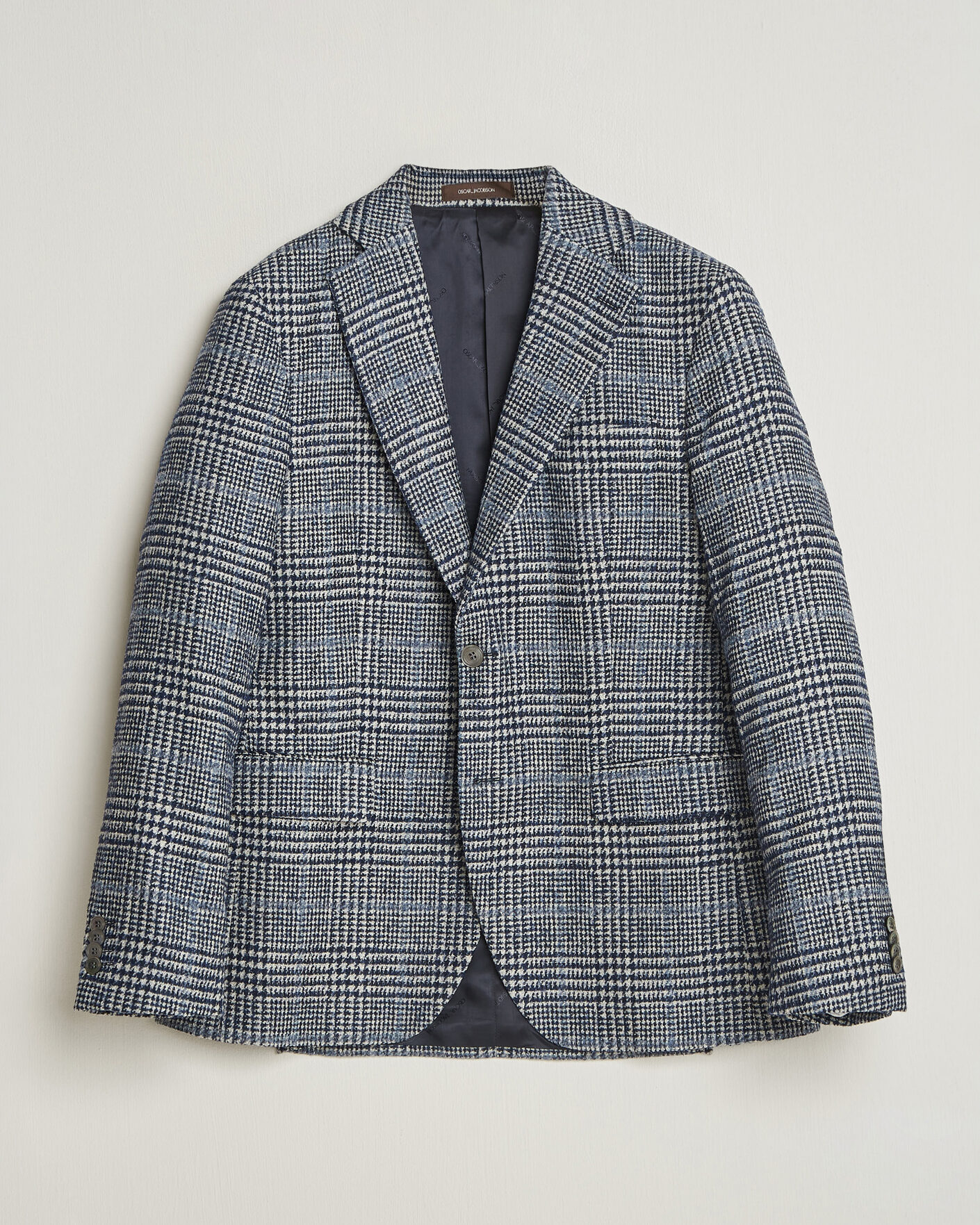 Men | Blazers | Oscar Jacobson | Fogerty Checked Wool/Alpaca Blazer Blue