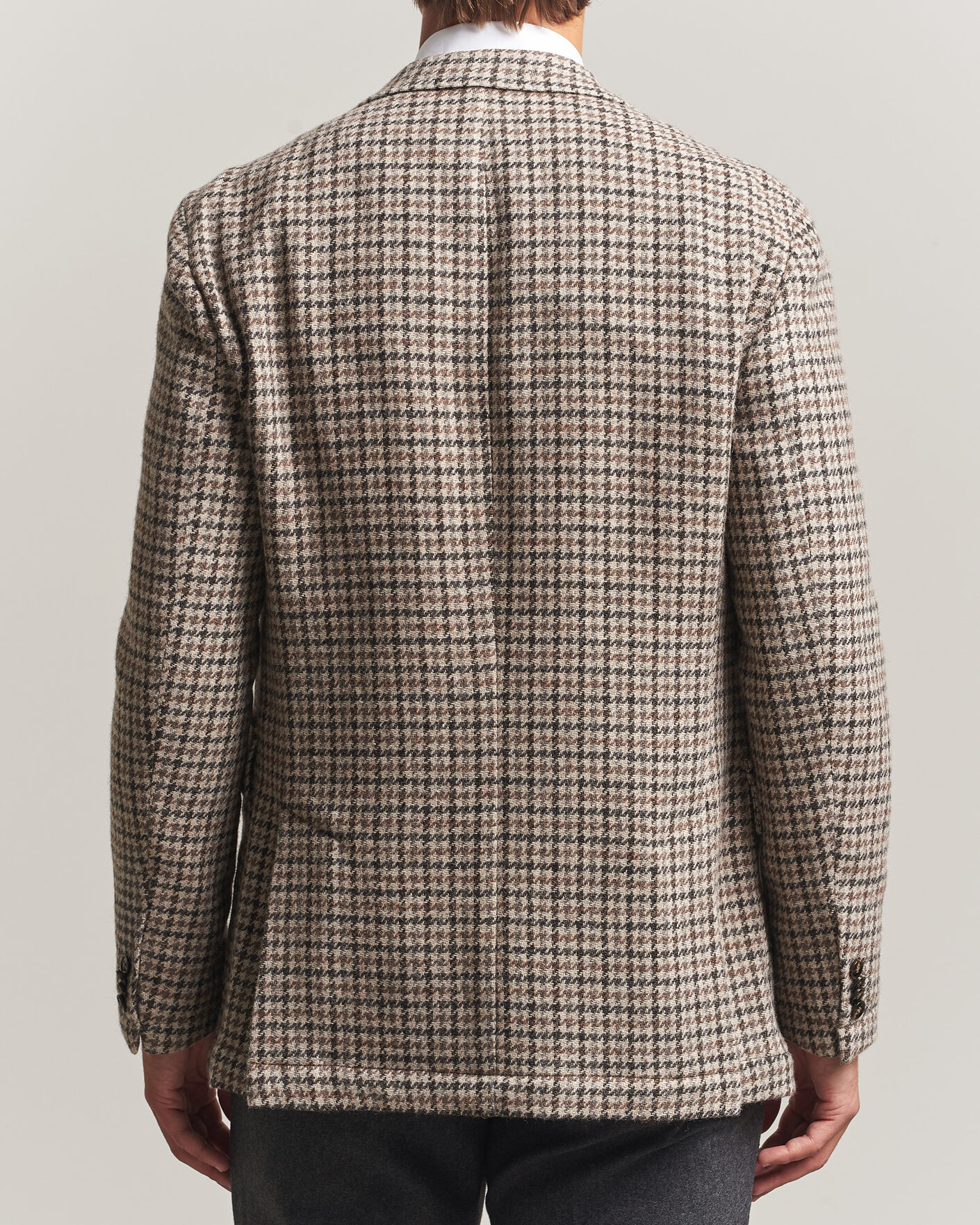 Men | Blazers | Oscar Jacobson | Fridolf Wool Houndstooth Patch Blazer Brown