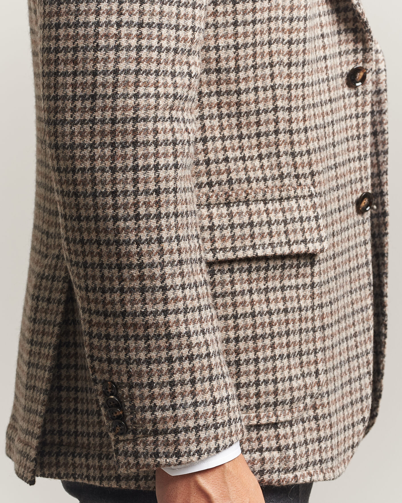 Men | Blazers | Oscar Jacobson | Fridolf Wool Houndstooth Patch Blazer Brown