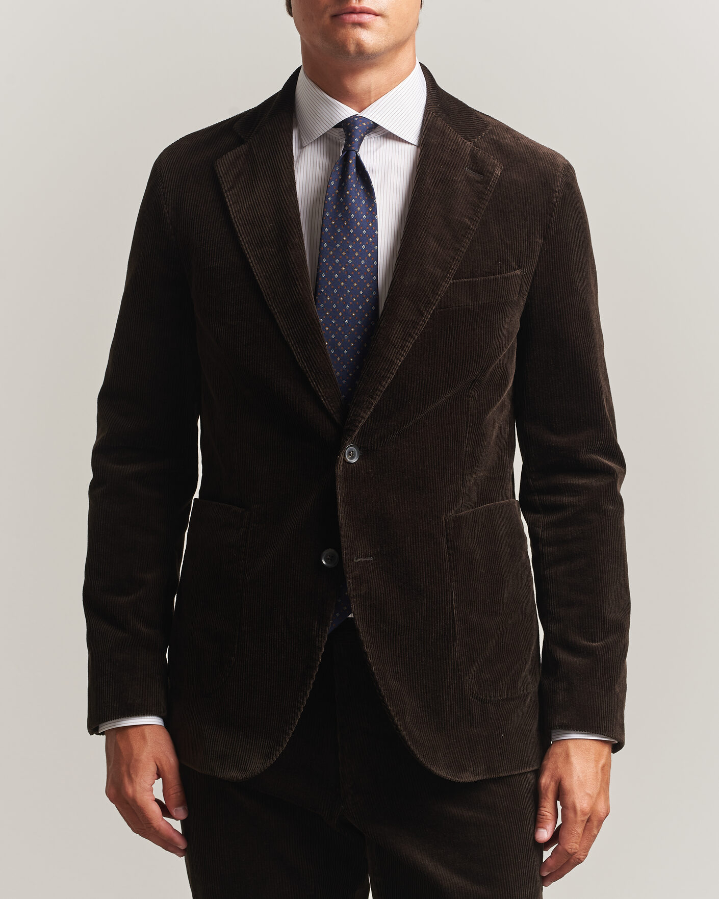 Men | Blazers | Oscar Jacobson | Fogerty Patch Pocket Cord Blazer Dark Brown