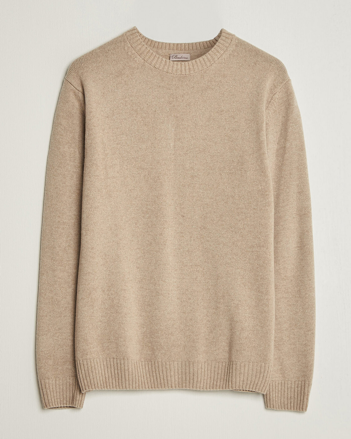 Men | Sweaters & Knitwear | Stenströms | Brushed Merino Crew Neck Beige