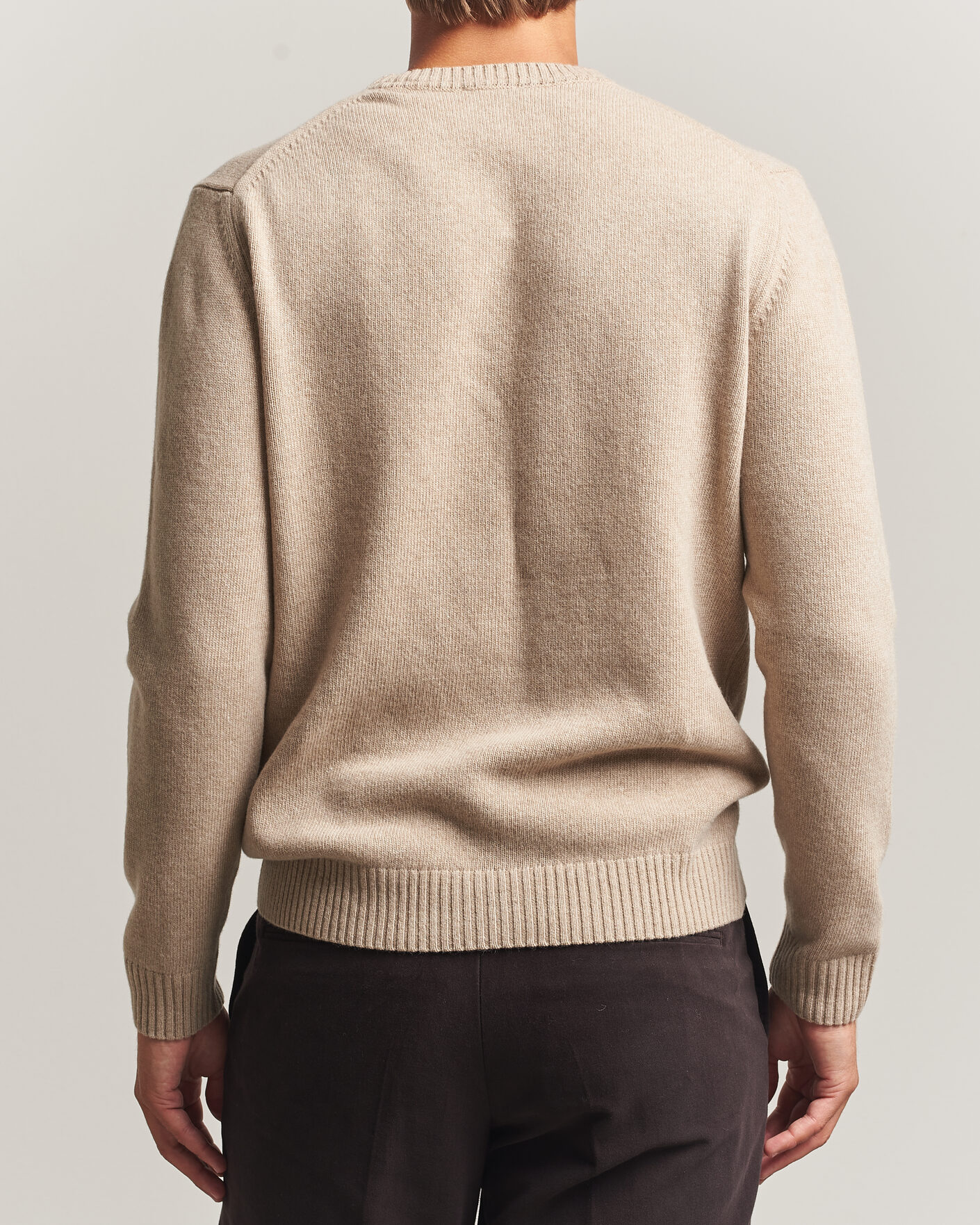 Men | Sweaters & Knitwear | Stenströms | Brushed Merino Crew Neck Beige