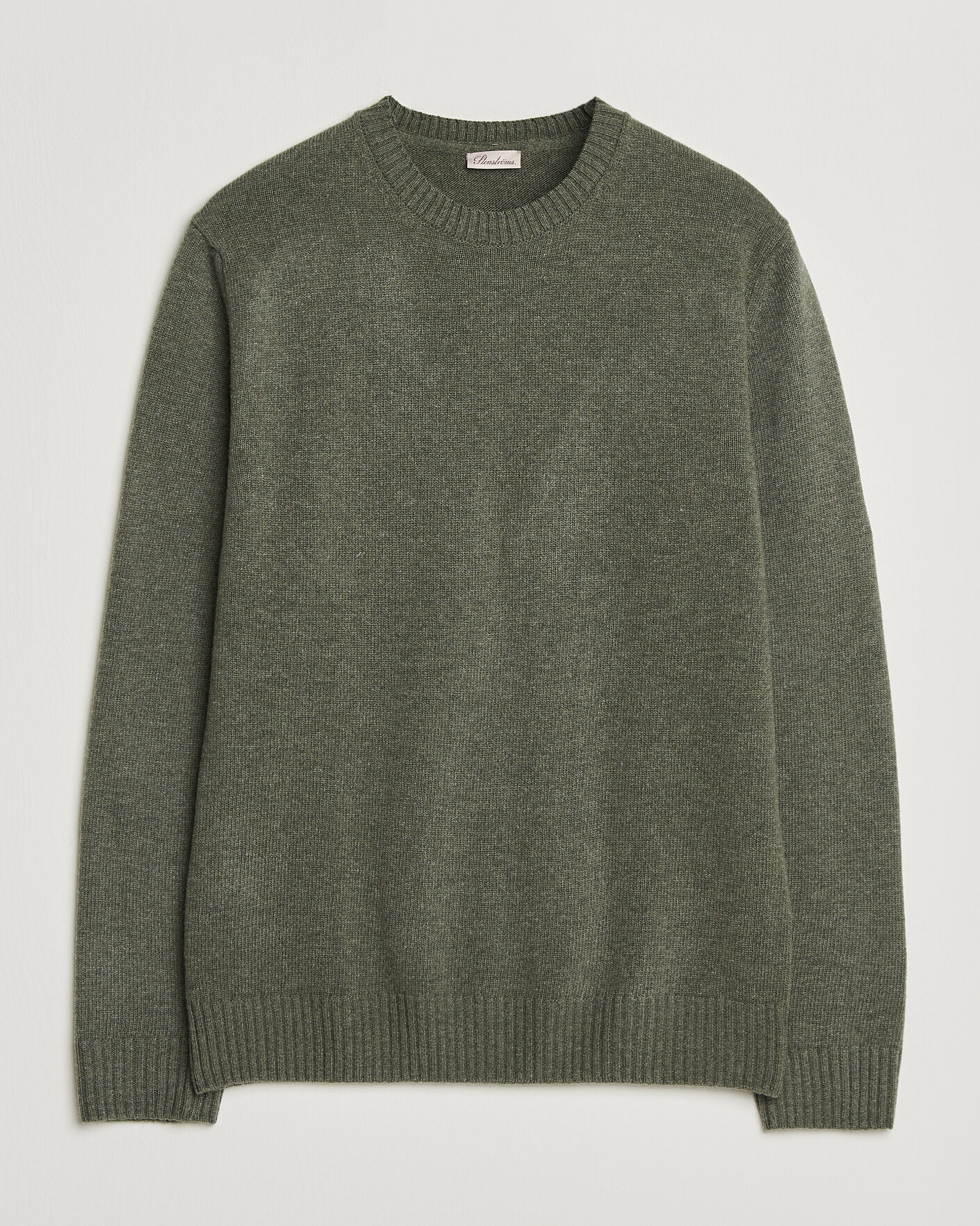 Men | Sweaters & Knitwear | Stenströms | Brushed Merino Crew Neck Green