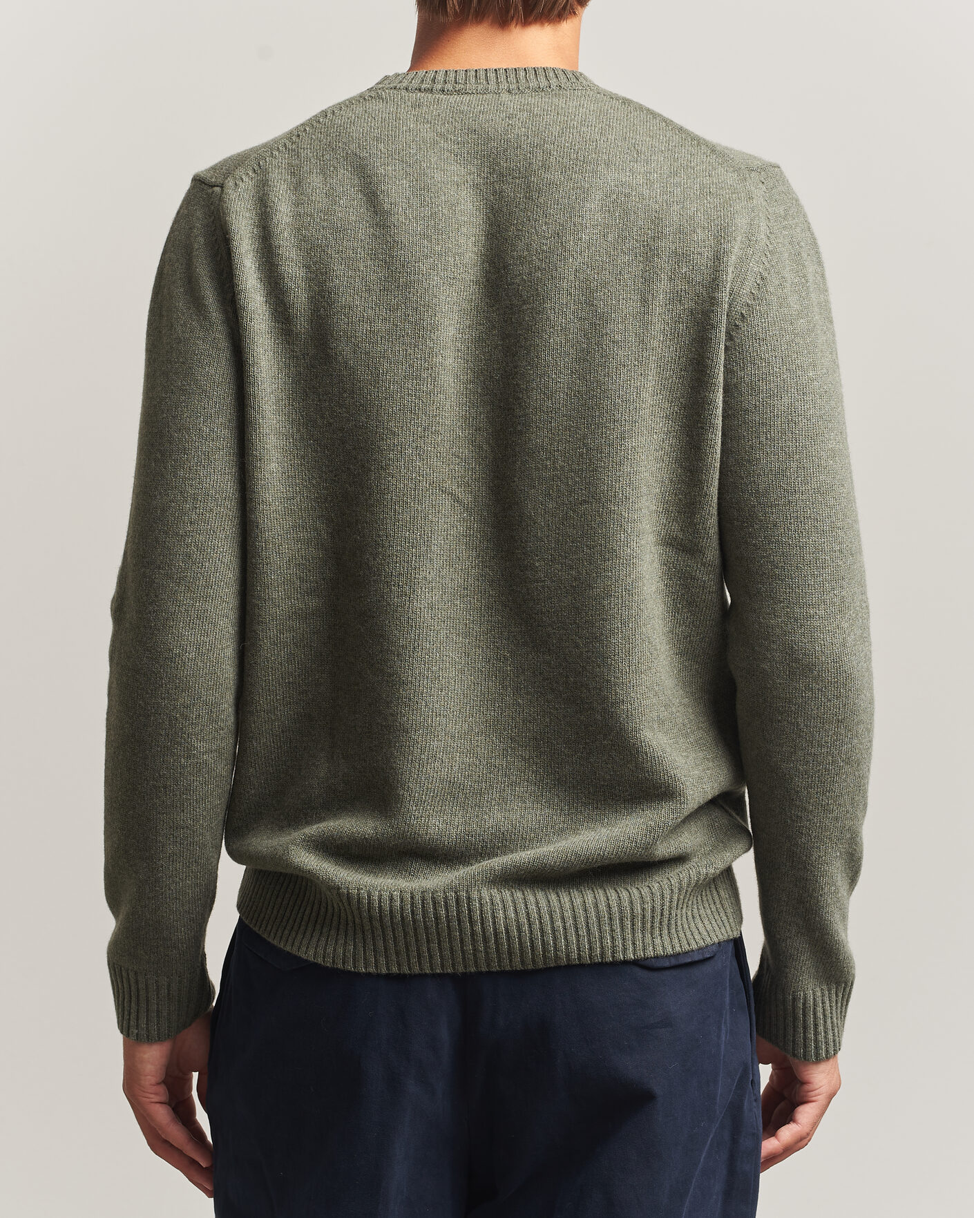 Men | Sweaters & Knitwear | Stenströms | Brushed Merino Crew Neck Green