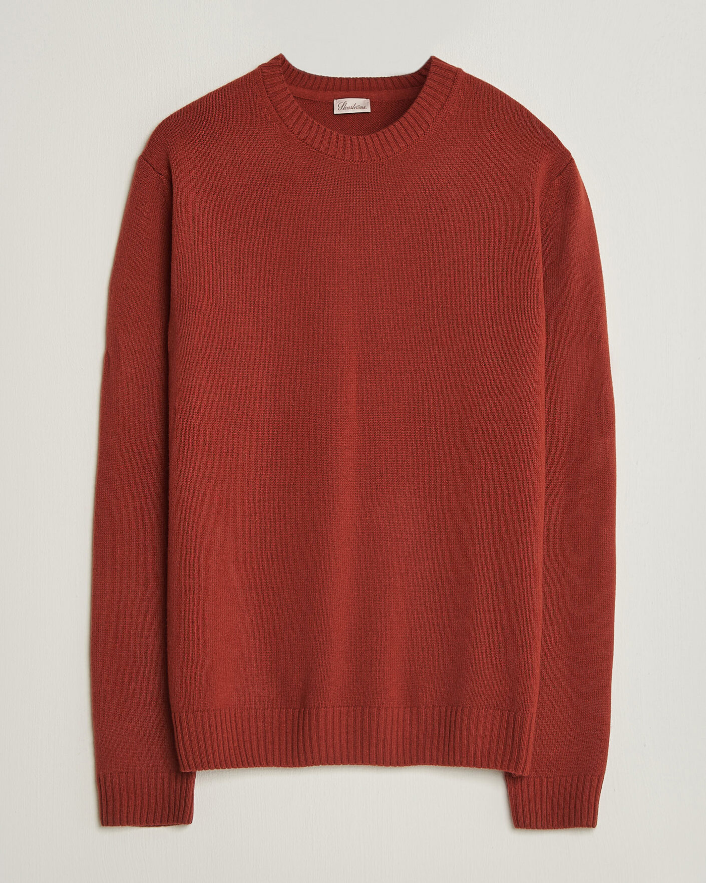 Men | Sweaters & Knitwear | Stenströms | Brushed Merino Crew Neck Burnt Orange