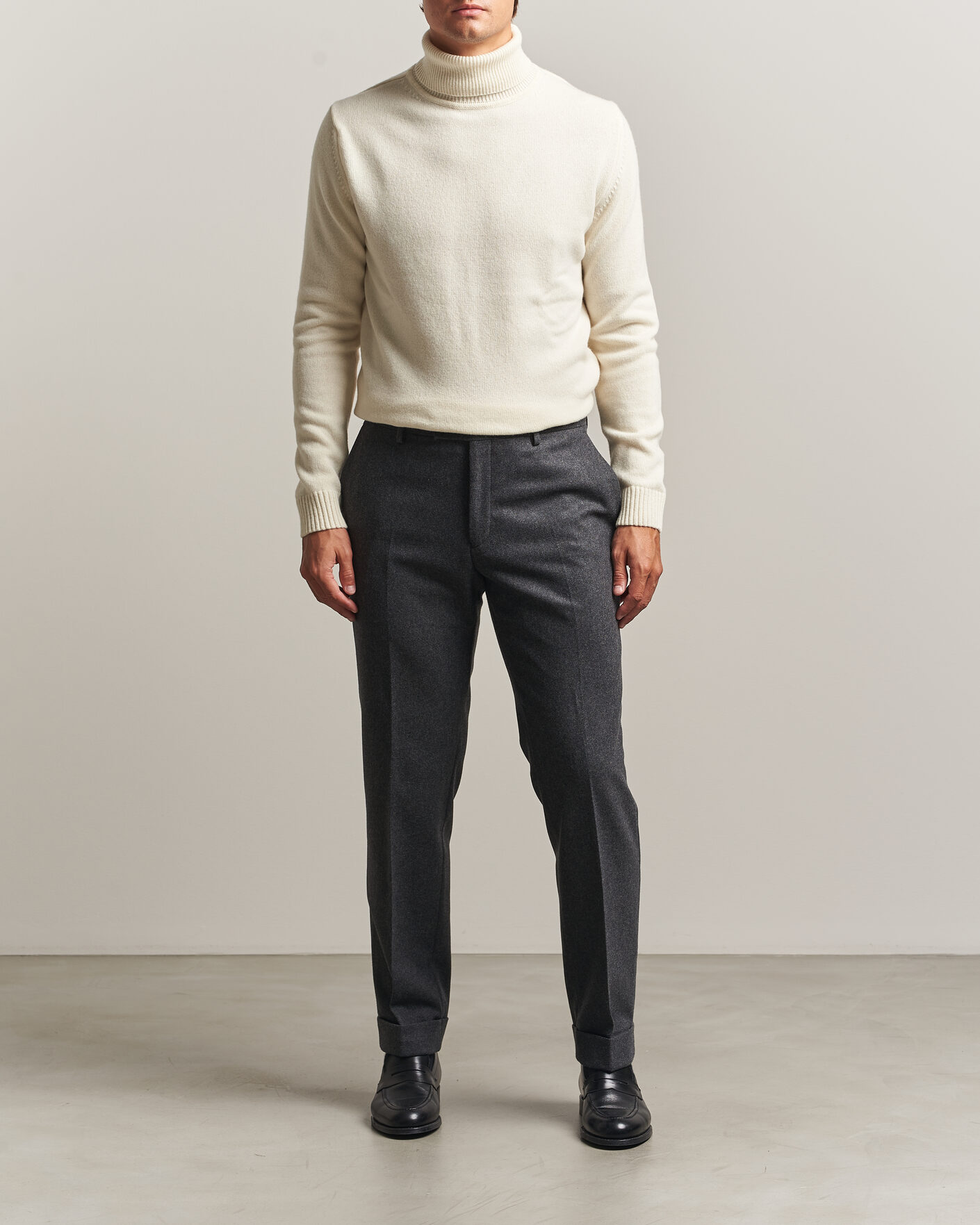 Men | Sweaters & Knitwear | Stenströms | Brushed Merino Rollneck Off White