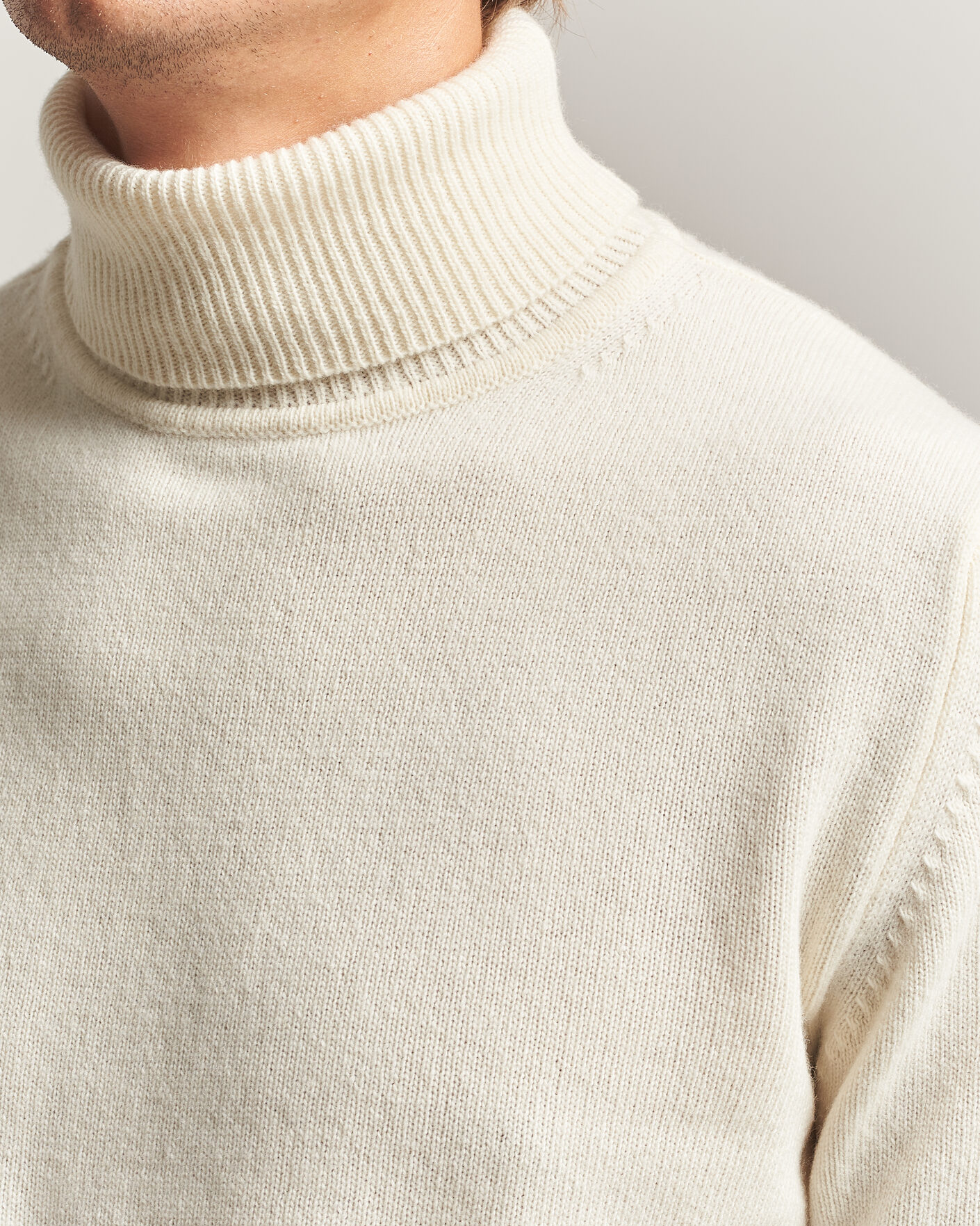 Men | Sweaters & Knitwear | Stenströms | Brushed Merino Rollneck Off White