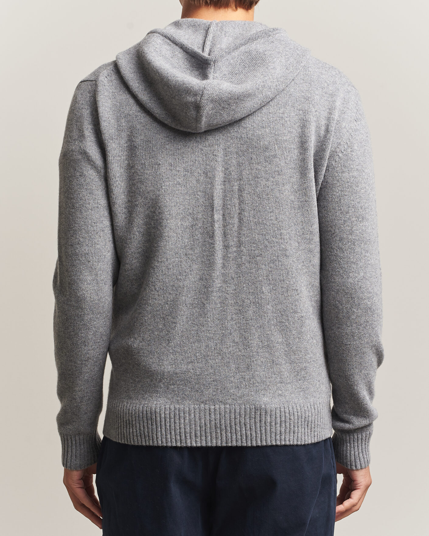 Men | Sweaters & Knitwear | Stenströms | Brushed Merino Full-Zip Hood Grey