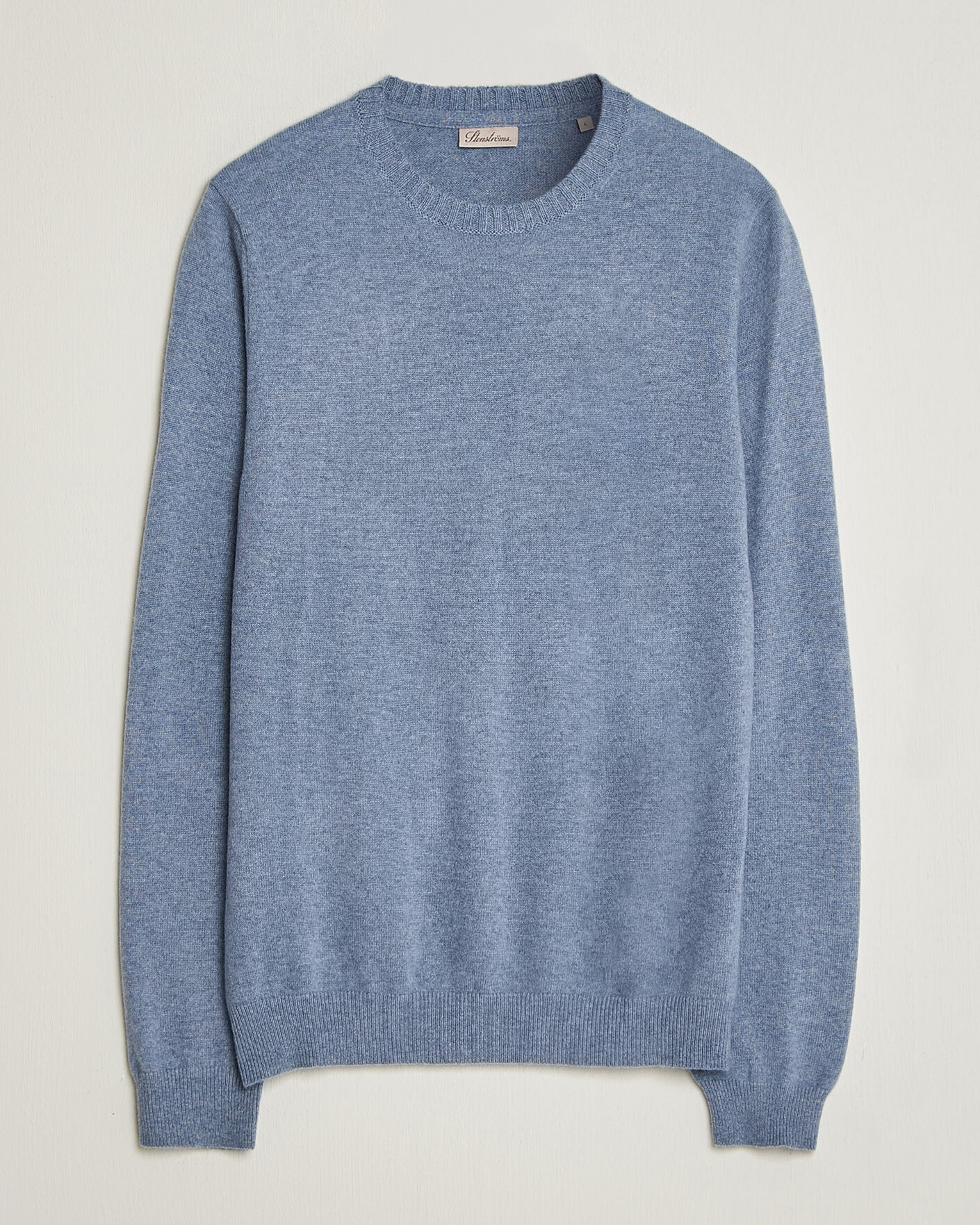 Men | Sweaters & Knitwear | Stenströms | Cashmere Crewneck Light Blue
