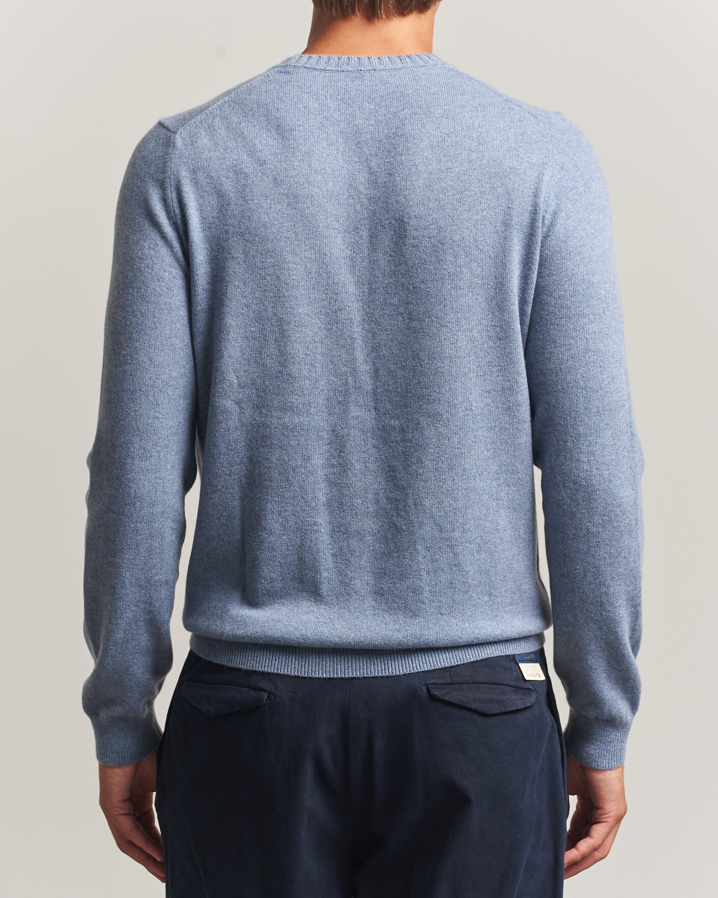 Men | Sweaters & Knitwear | Stenströms | Cashmere Crewneck Light Blue