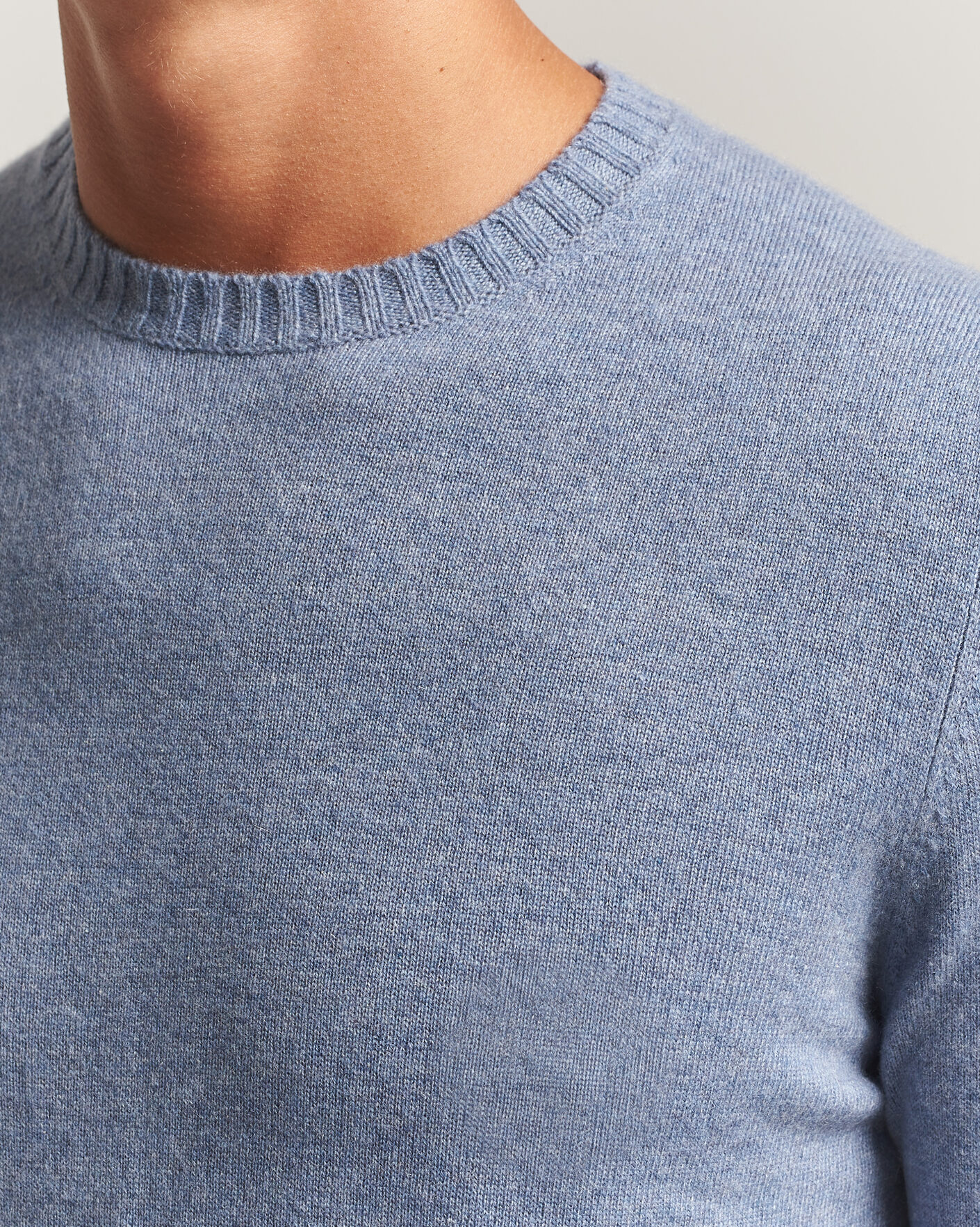 Men | Sweaters & Knitwear | Stenströms | Cashmere Crewneck Light Blue