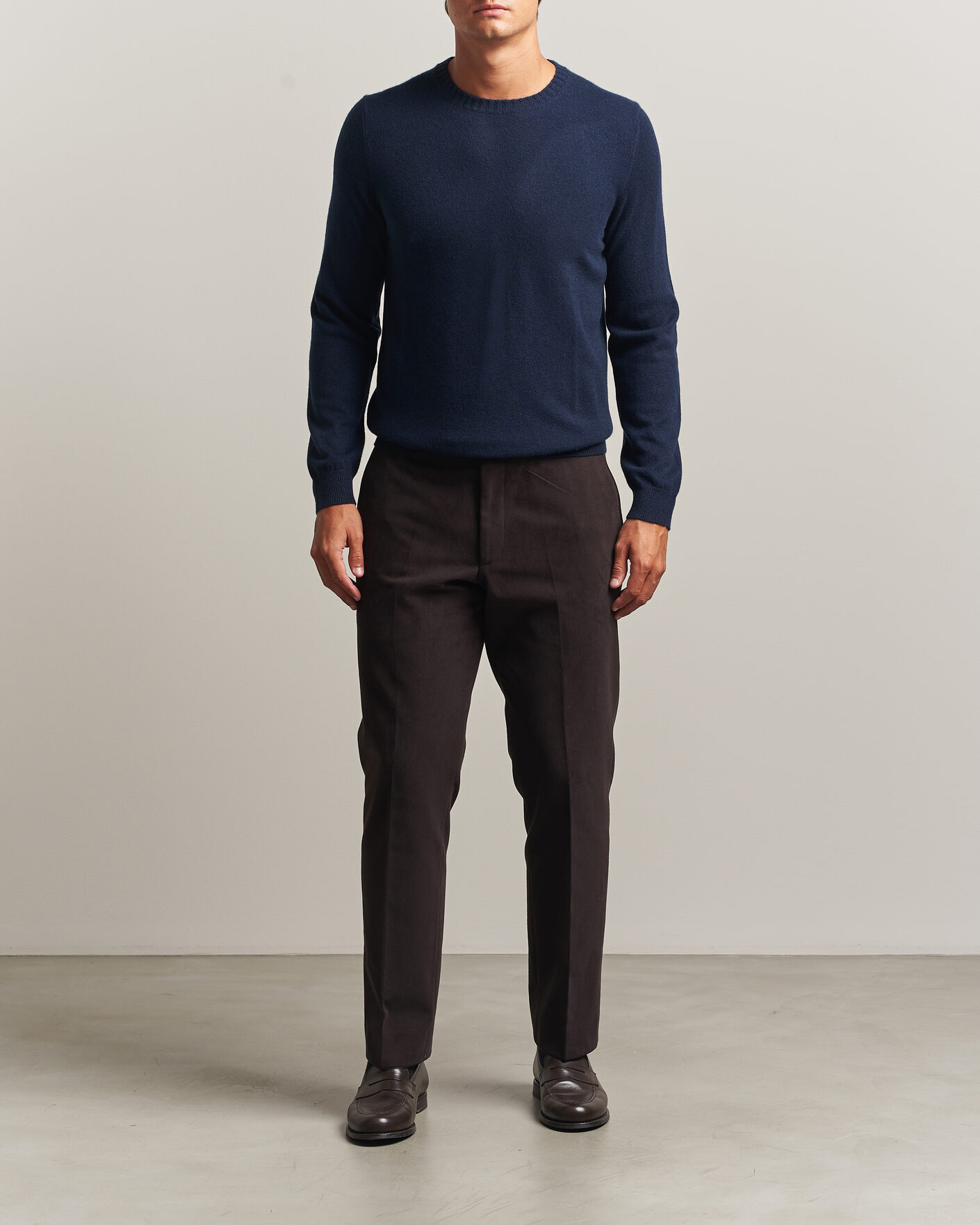 Men | Sweaters & Knitwear | Stenströms | Cashmere Crewneck Navy