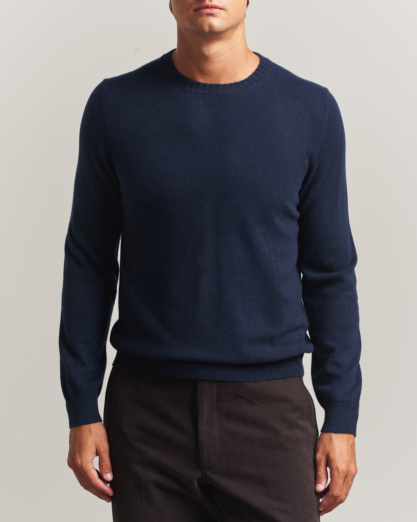 Men | Sweaters & Knitwear | Stenströms | Cashmere Crewneck Navy