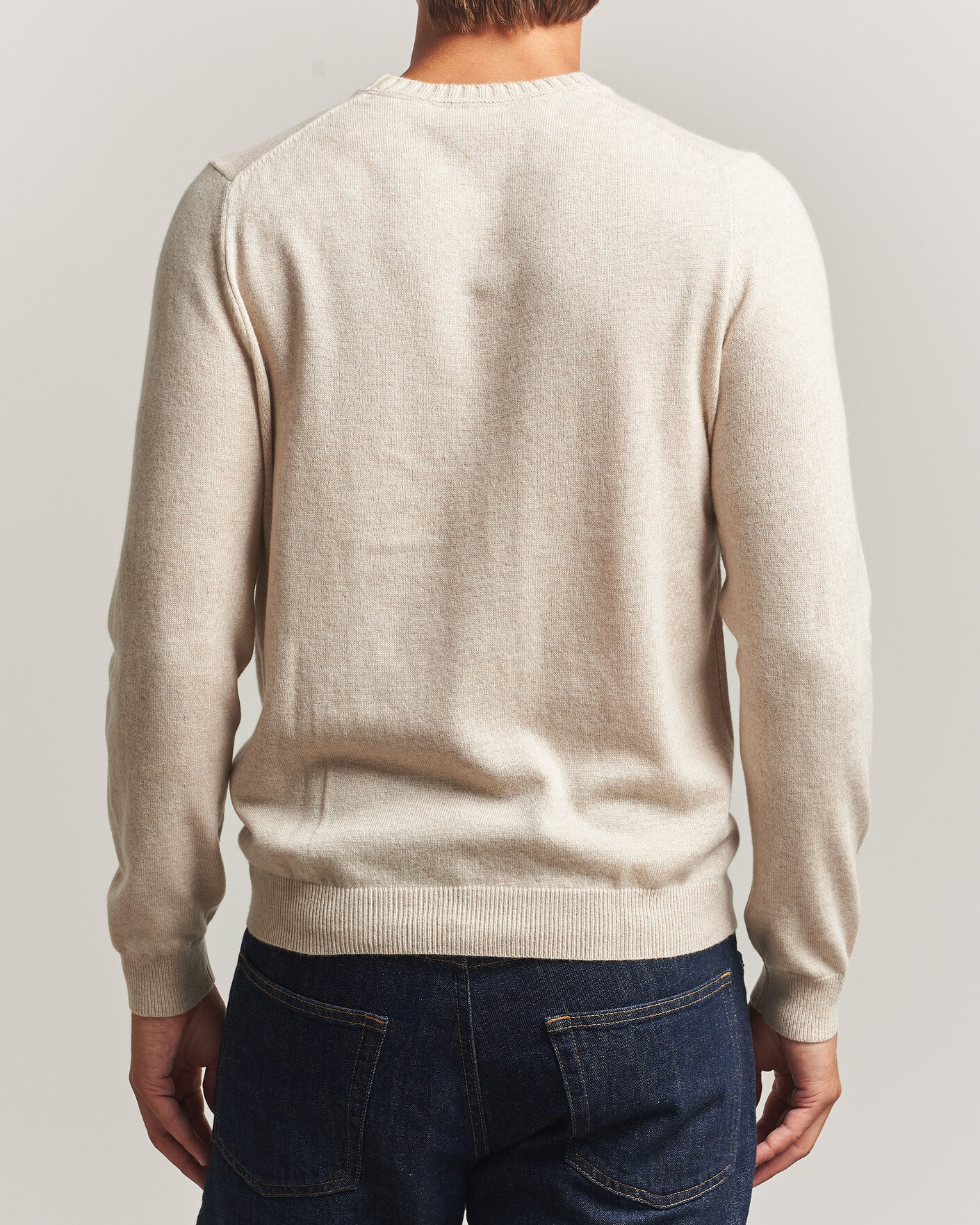 Men | Sweaters & Knitwear | Stenströms | Cashmere Crewneck Beige
