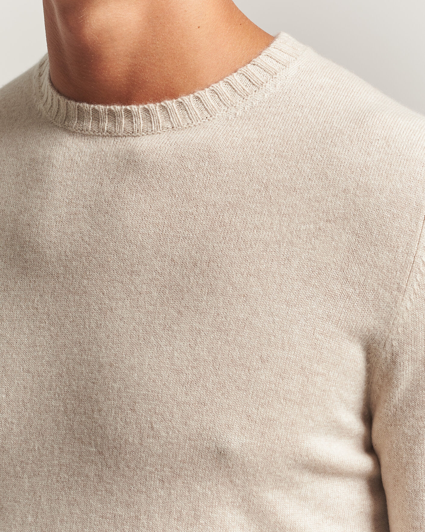 Men | Sweaters & Knitwear | Stenströms | Cashmere Crewneck Beige