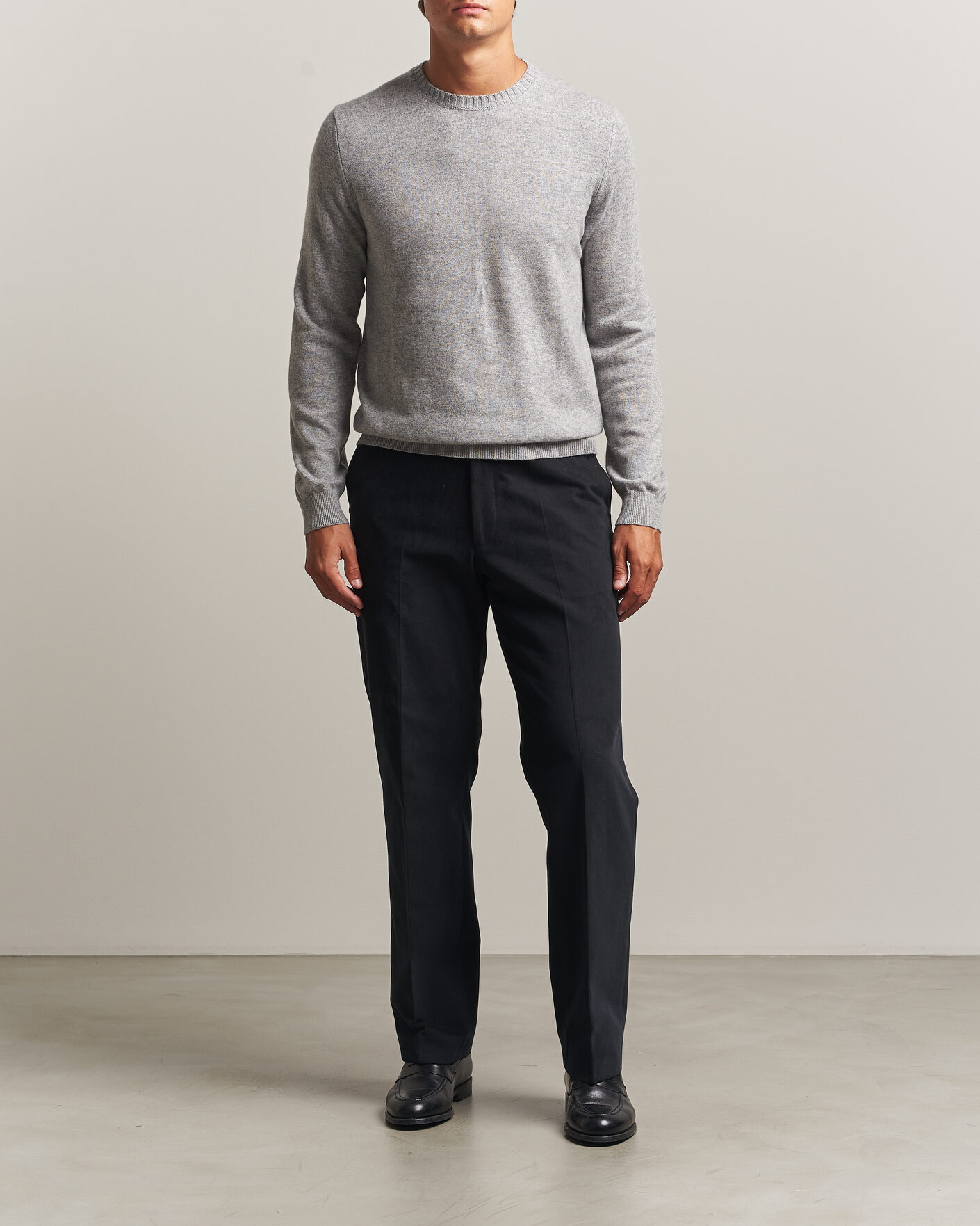 Men | Sweaters & Knitwear | Stenströms | Cashmere Crewneck Grey