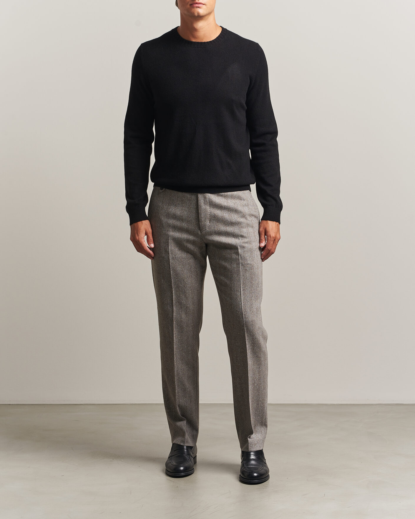 Men | Sweaters & Knitwear | Stenströms | Cashmere Crewneck Black